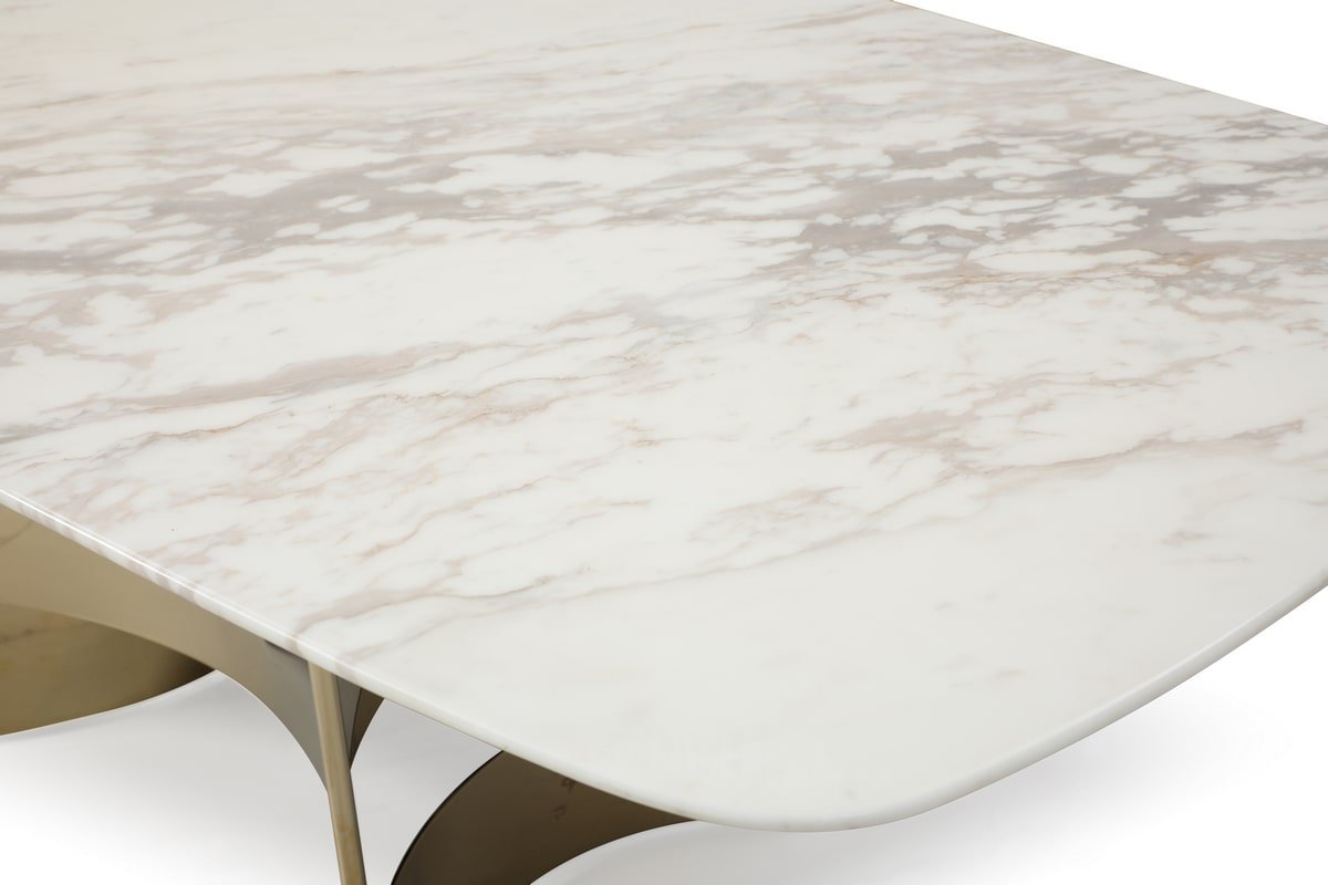 Modrest Marmot - White Marble and Champagne Gold Dining Table - Image 2