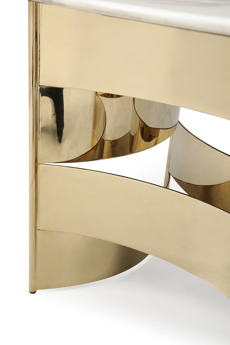 Modrest Marmot - White Marble and Champagne Gold Dining Table - Image 3