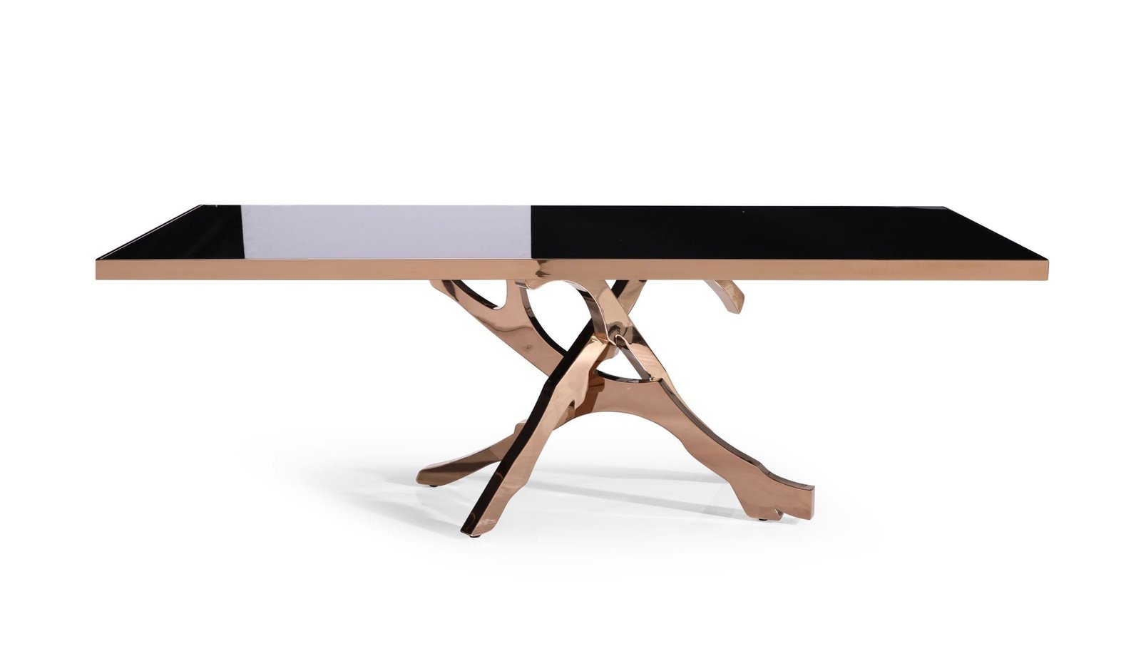Modrest Legend - Modern Black Glass & Rosegold Dining Table - Image 5