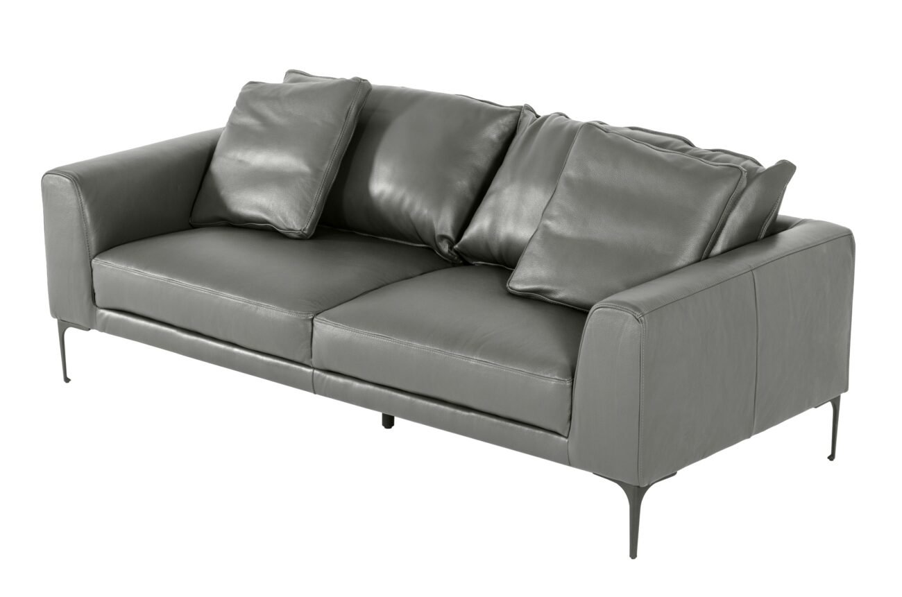 Divani Casa Jacoba - Modern Dark Grey Leather Sofa - Image 5