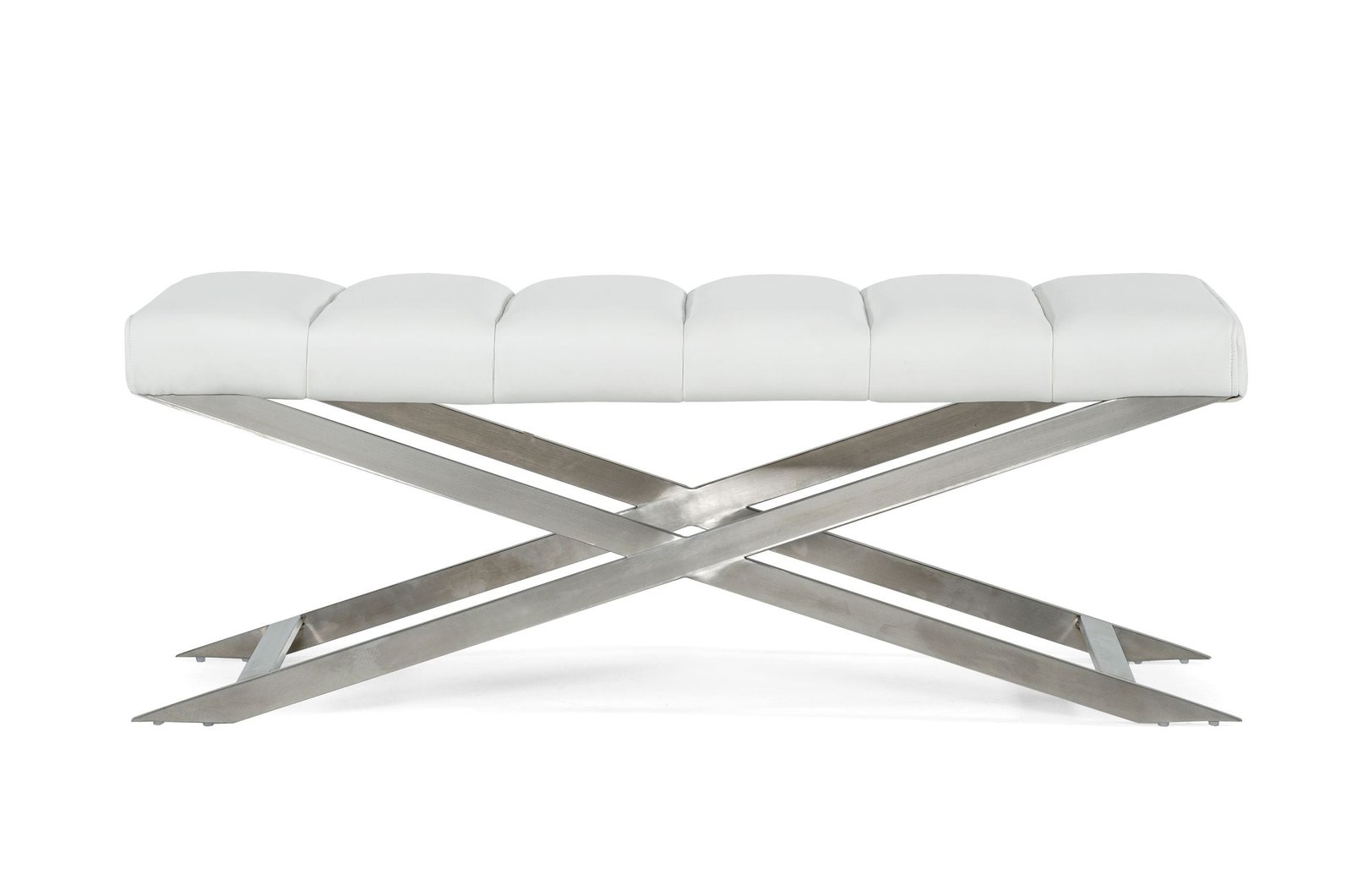 Modrest Xane - Contemporary White & Brushed Stainless Steel Bench - Image 4