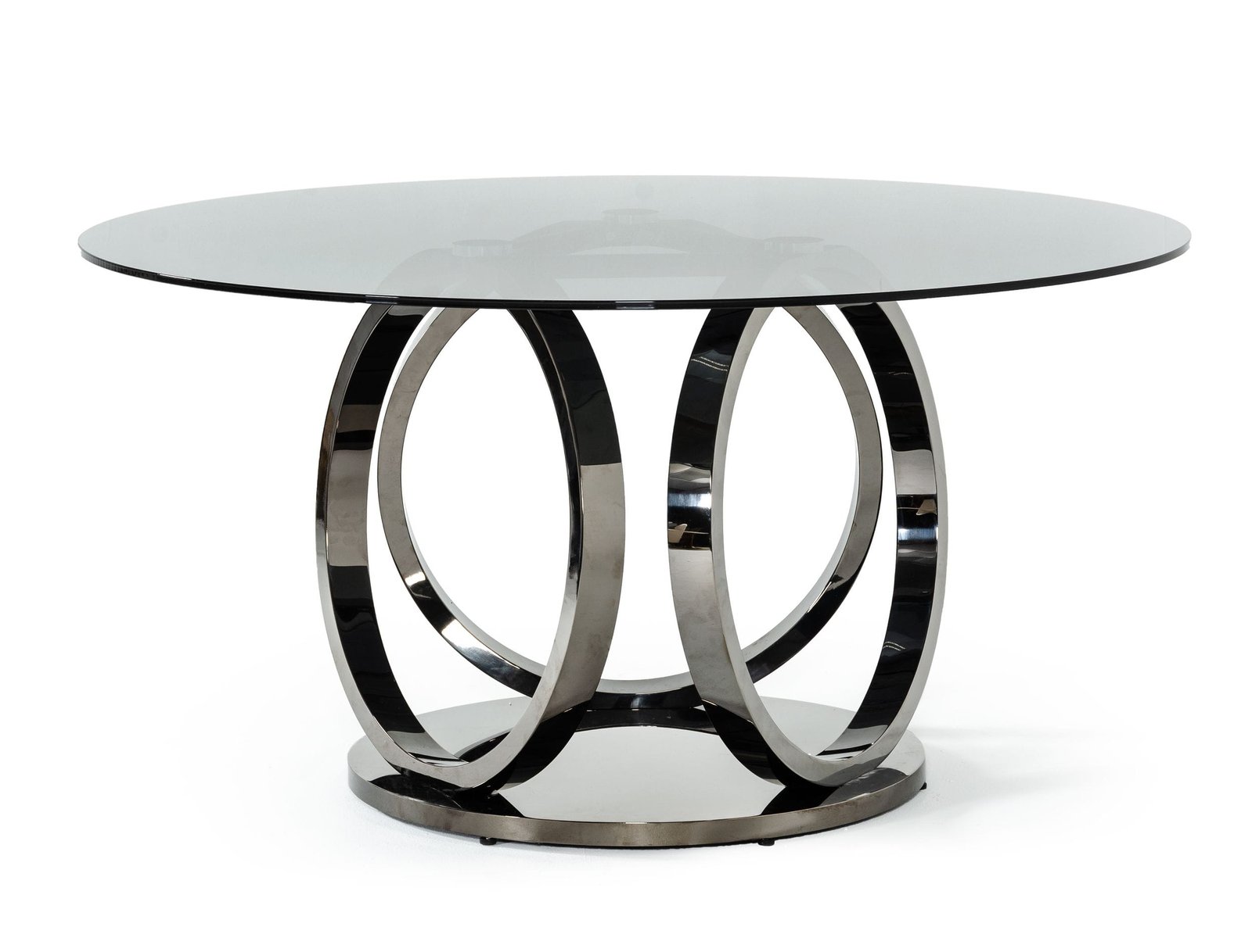 Modrest Enid - Modern Smoked Glass & Black Stainless Steel Round Dining Table - Image 2