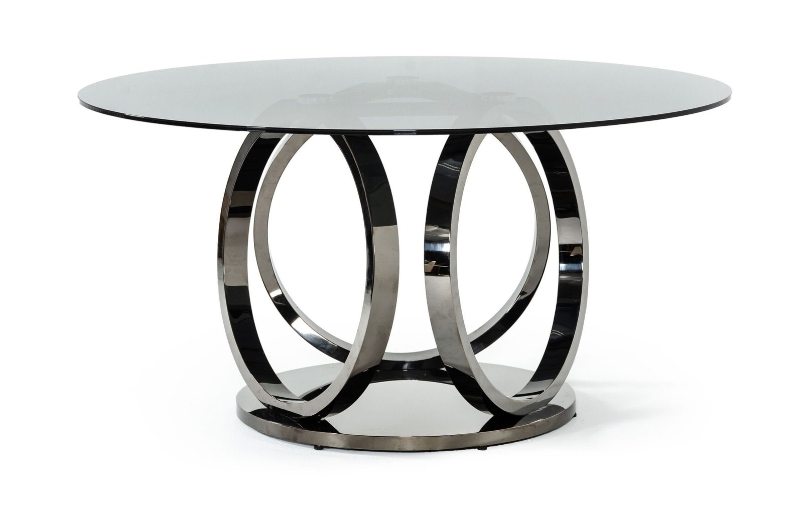 Modrest Enid - Modern Smoked Glass & Black Stainless Steel Round Dining Table - Image 5