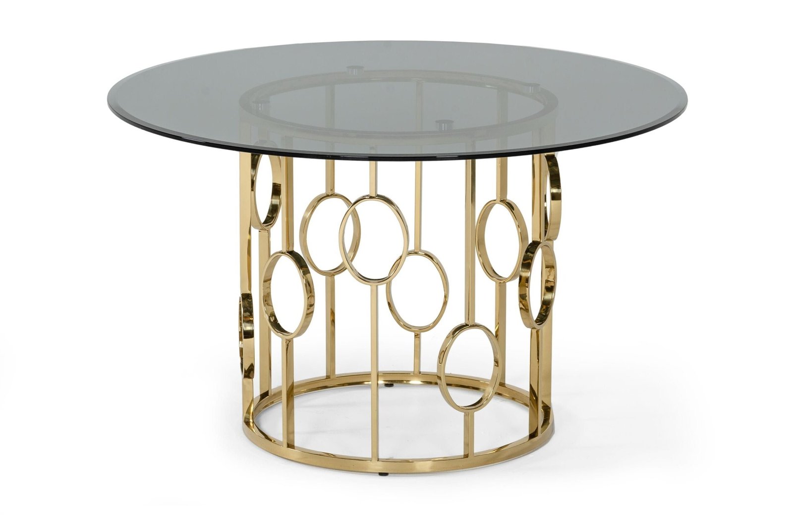 Modrest Filbert - Modern Smoked Glass & Champagne Gold Dining Table - Image 4