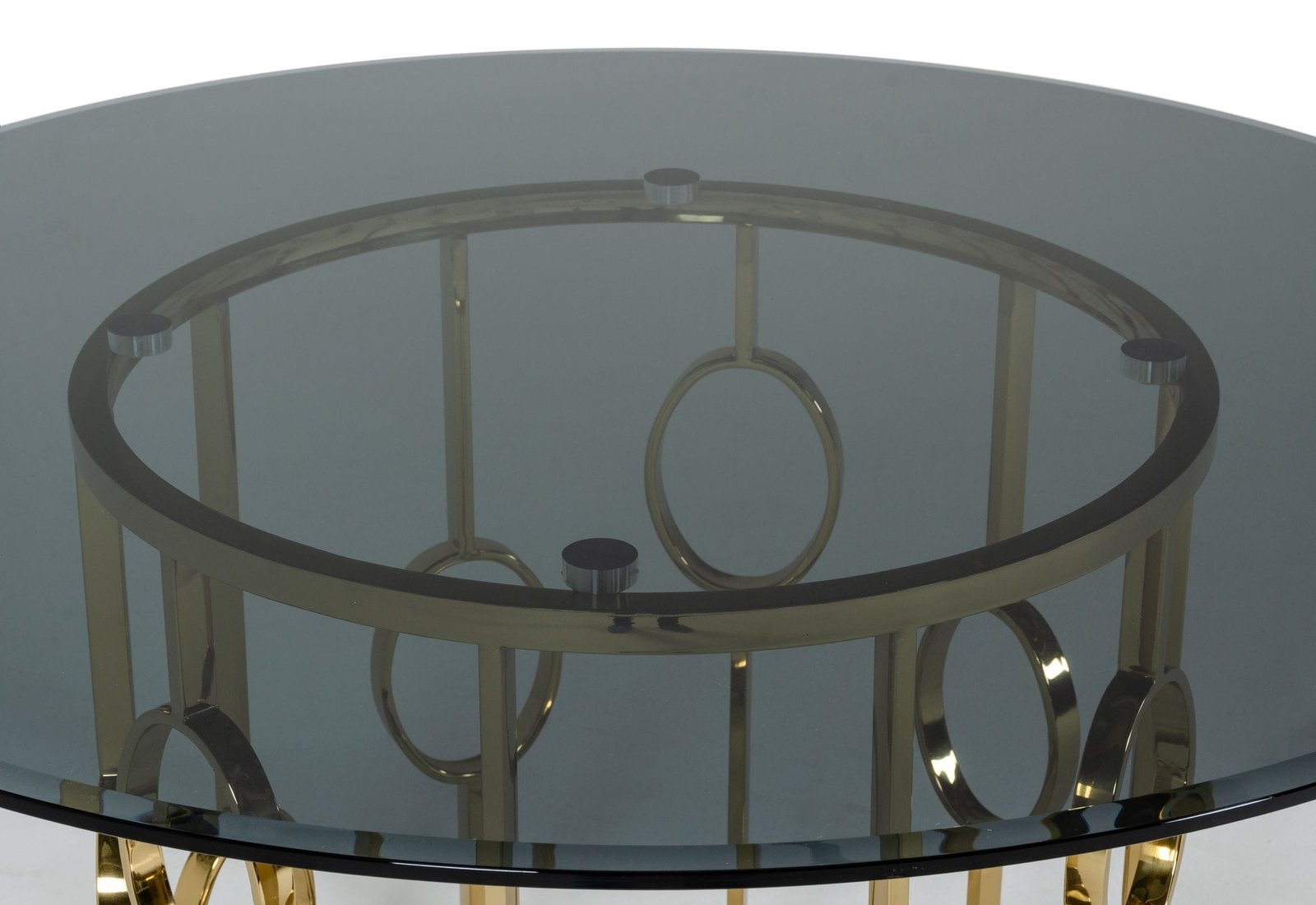 Modrest Filbert - Modern Smoked Glass & Champagne Gold Dining Table - Image 2
