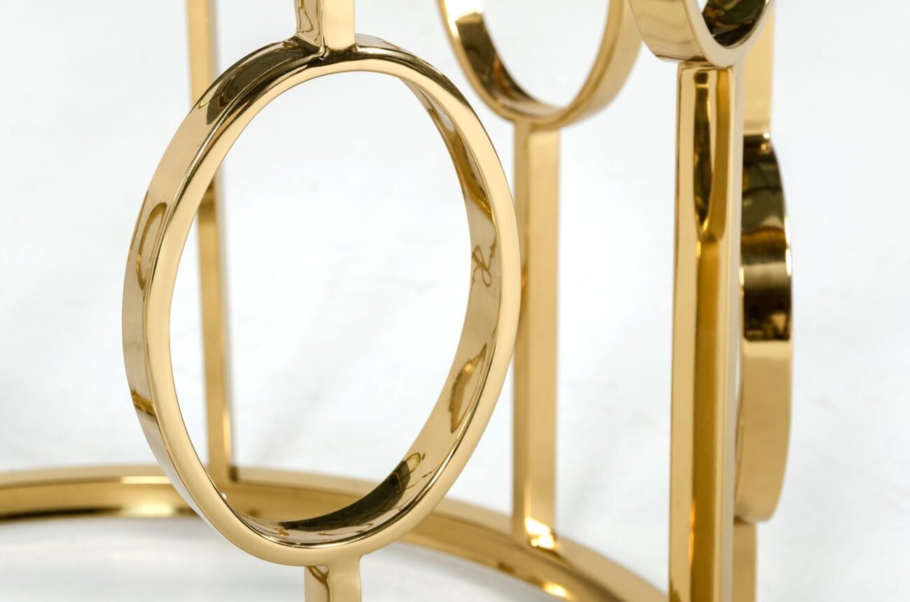 Modrest Filbert - Modern Smoked Glass & Champagne Gold Dining Table - Image 3