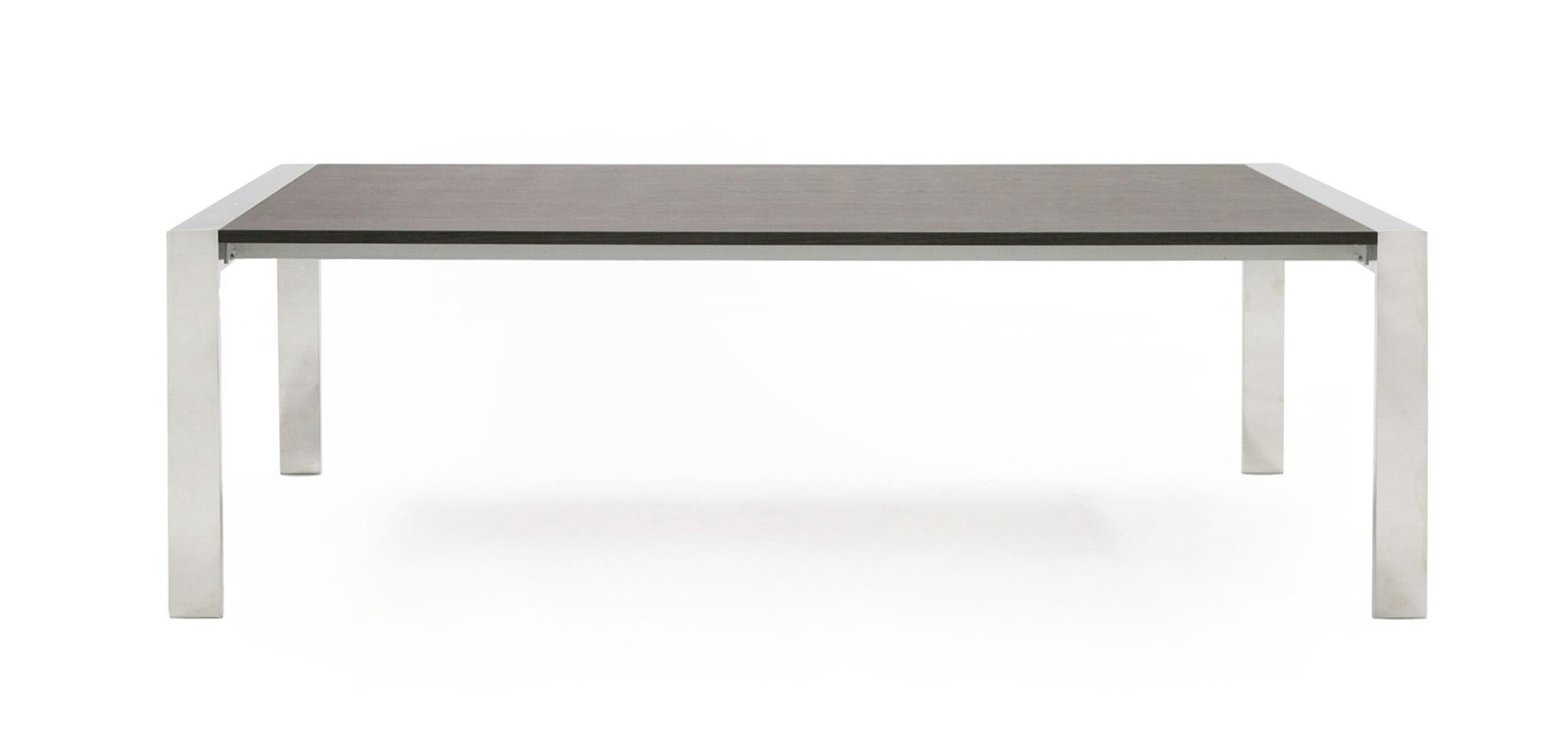 Modrest Fauna - Modern Elm Grey & Stainless Steel Chrome Dining Table - Image 2
