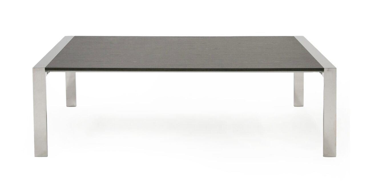Modrest Fauna - Modern Elm Grey & Stainless Steel Chrome Dining Table - Image 3