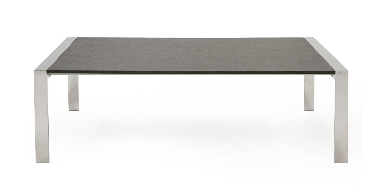 Modrest Fauna - Modern Elm Grey & Stainless Steel Chrome Dining Table - Image 3