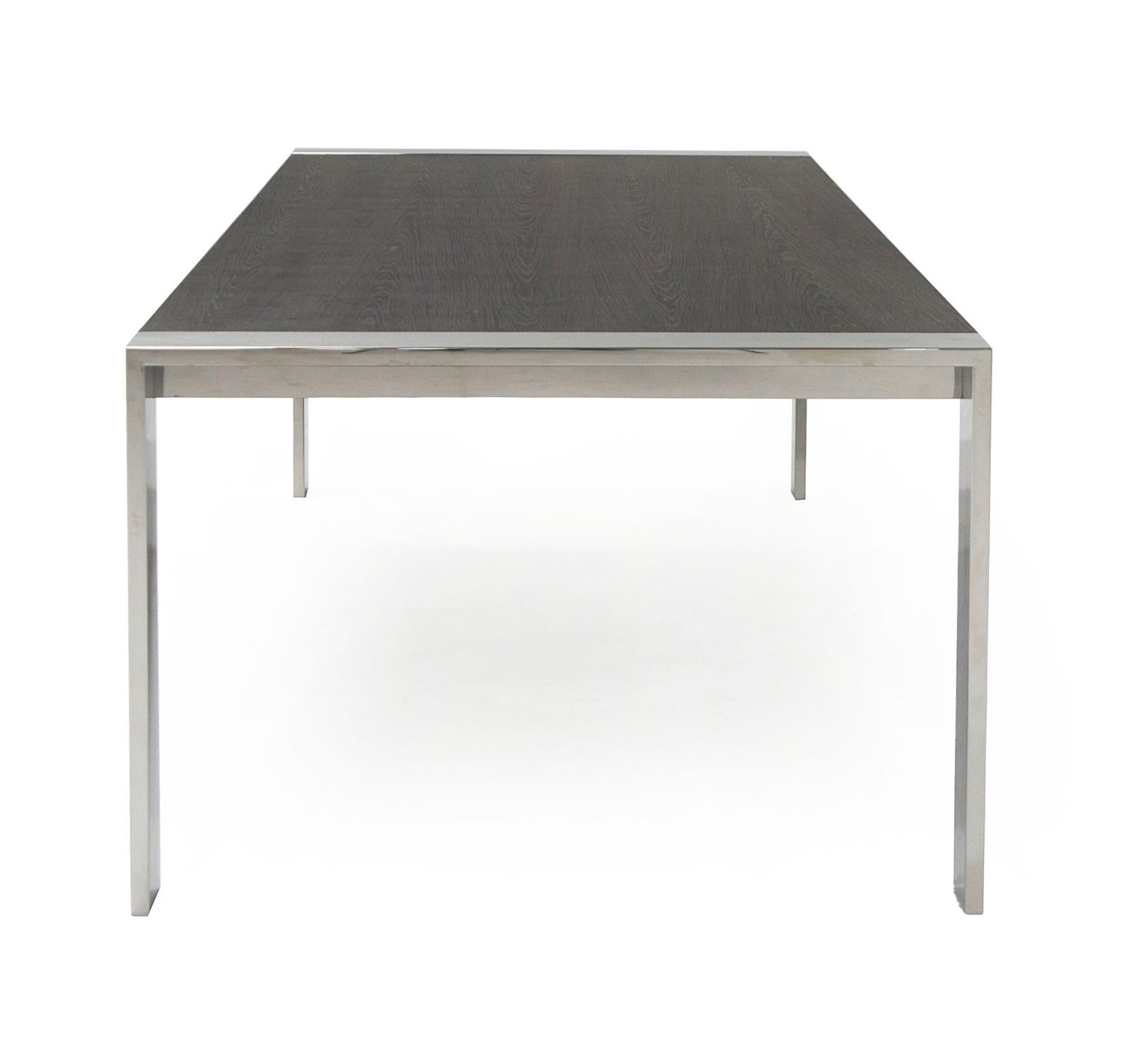 Modrest Fauna - Modern Elm Grey & Stainless Steel Chrome Dining Table - Image 4