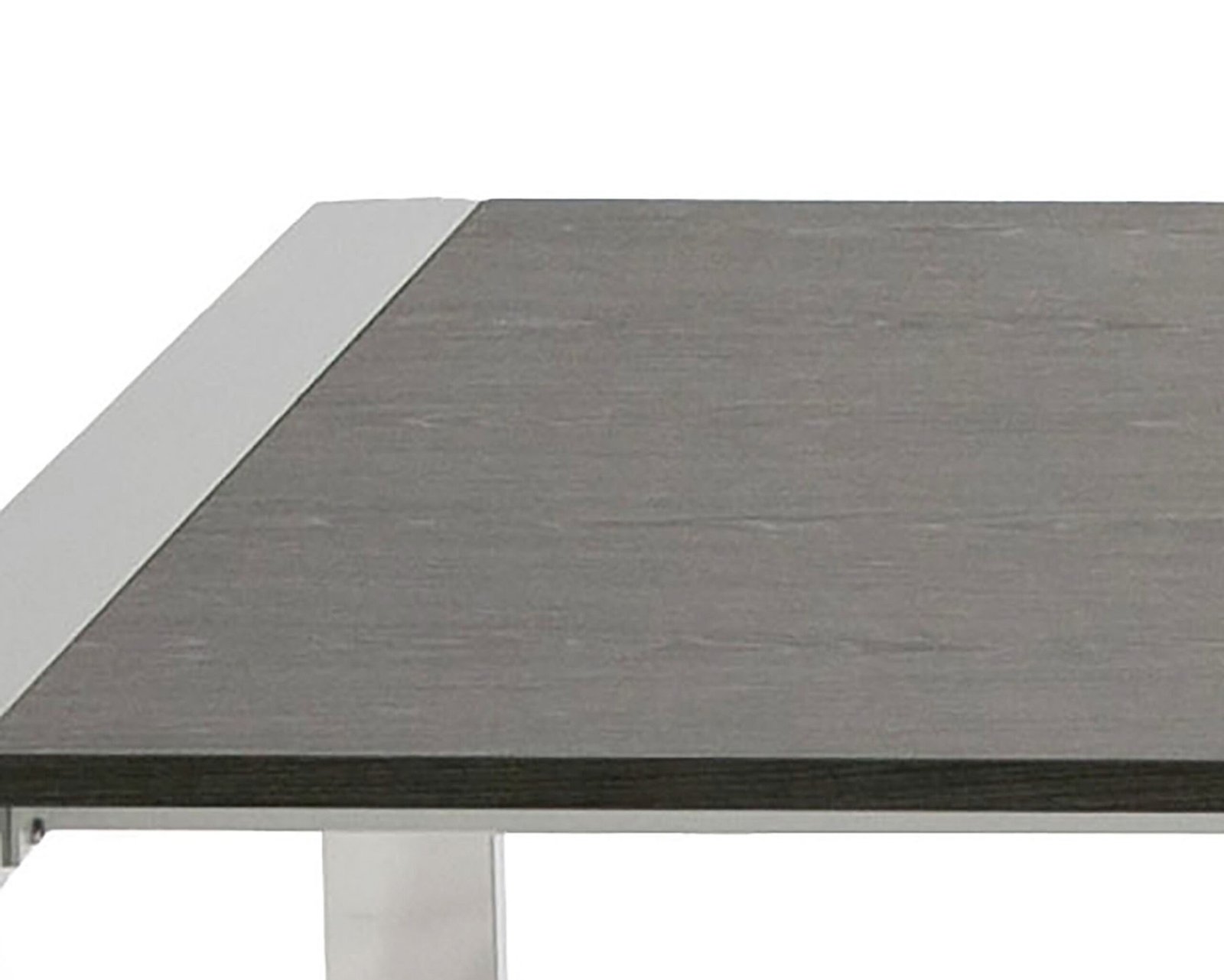 Modrest Fauna - Modern Elm Grey & Stainless Steel Chrome Dining Table - Image 5