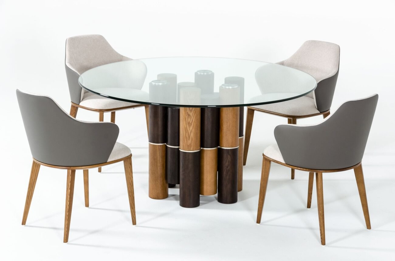 Modrest Greta - Modern Glass & Walnut Dining Table - Image 4