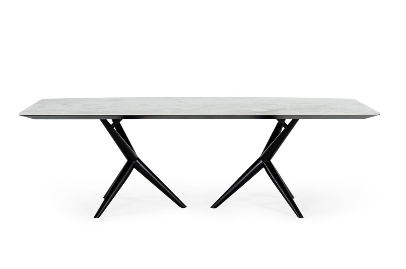 Modrest Stetson - Modern White Ceramic & Smoked Ash Dining Table - Image 3