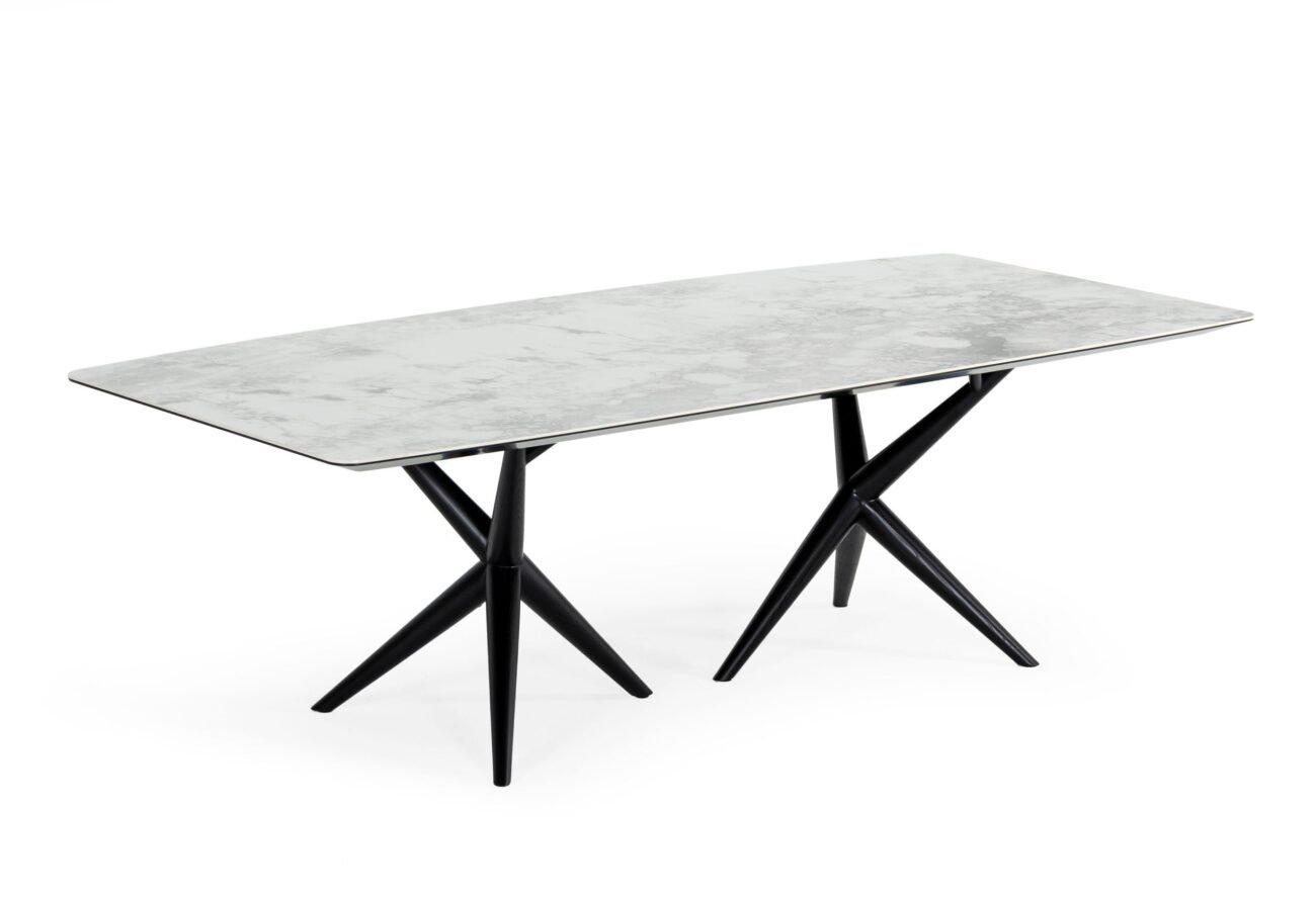 Modrest Stetson - Modern White Ceramic & Smoked Ash Dining Table - Image 4