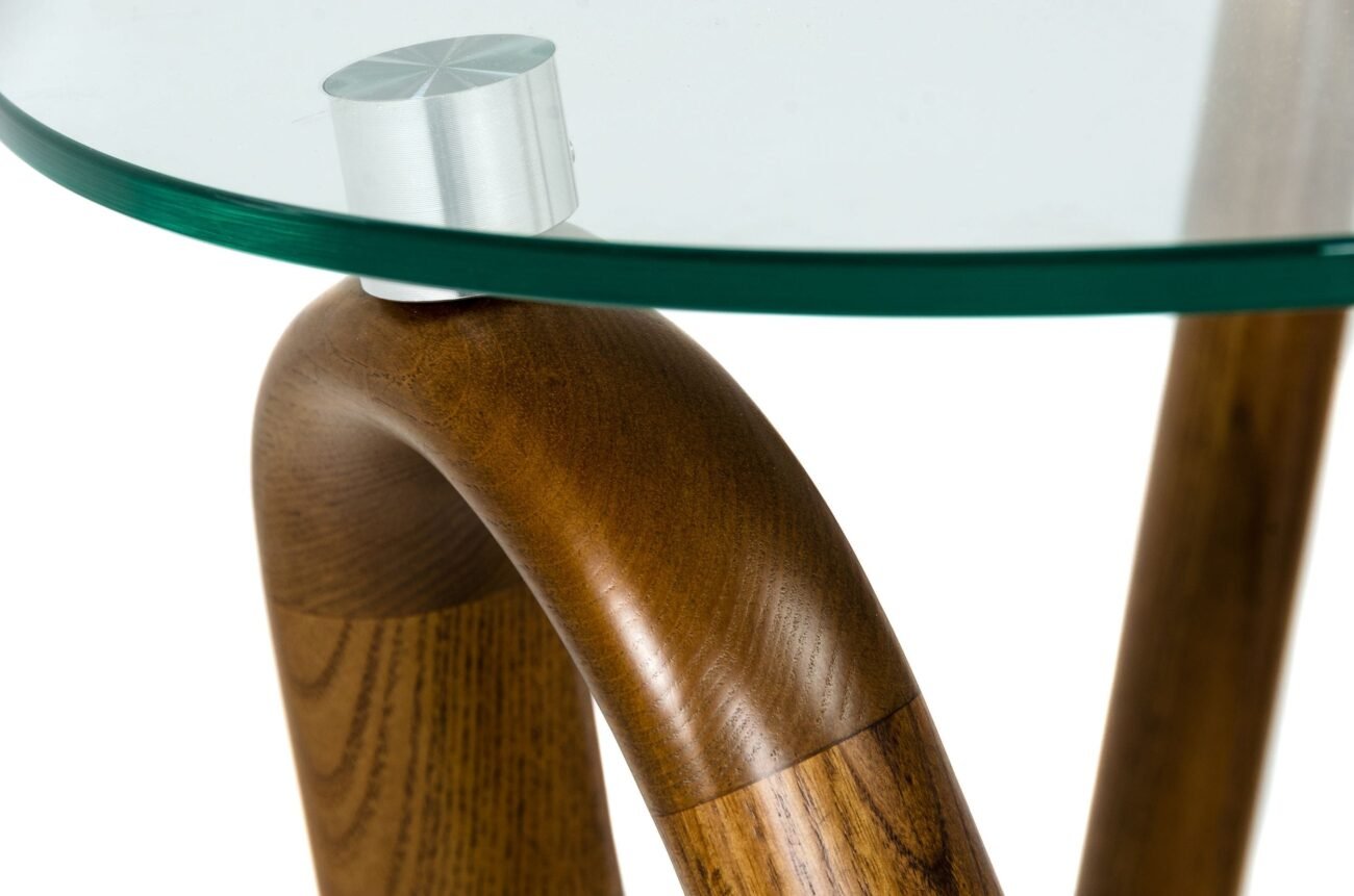 Modrest Lassen - Modern Glass & Walnut End Table - Image 2