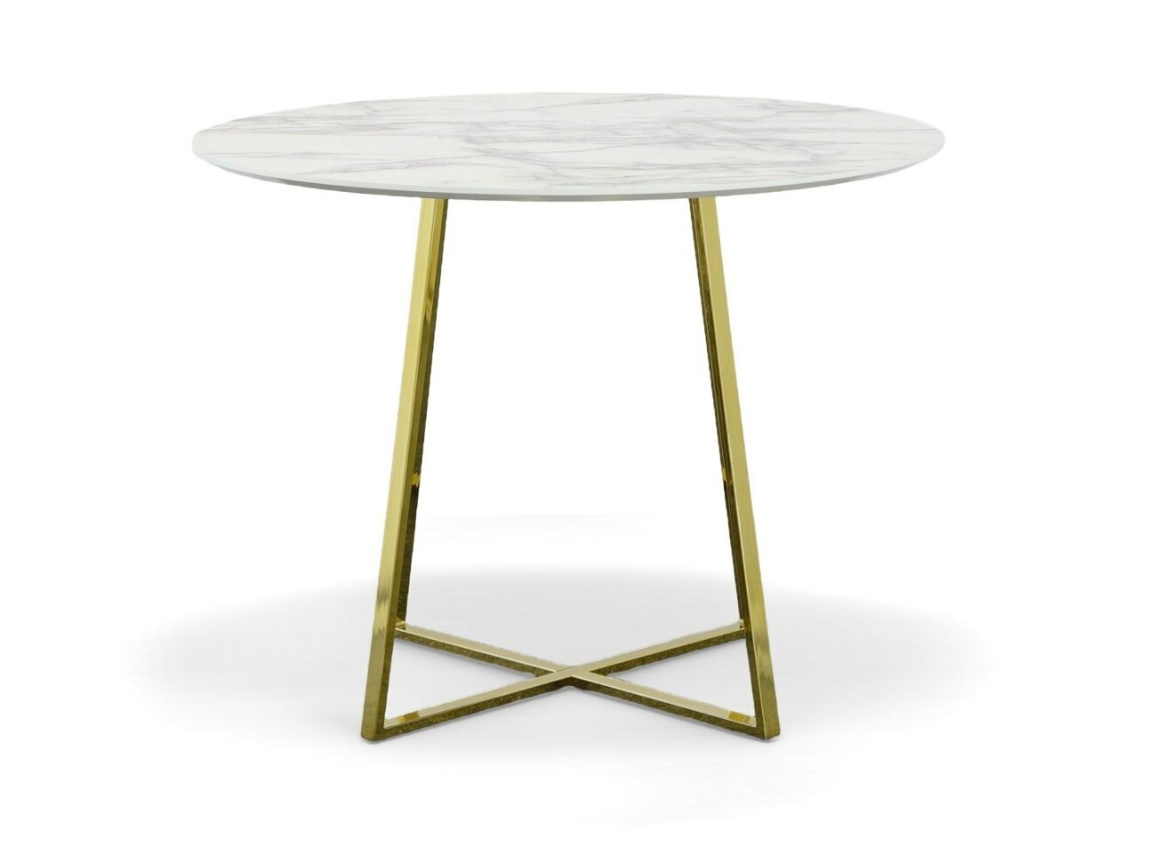 Modrest Swain Modern Faux Marble & Gold Round Dining Table - Image 3