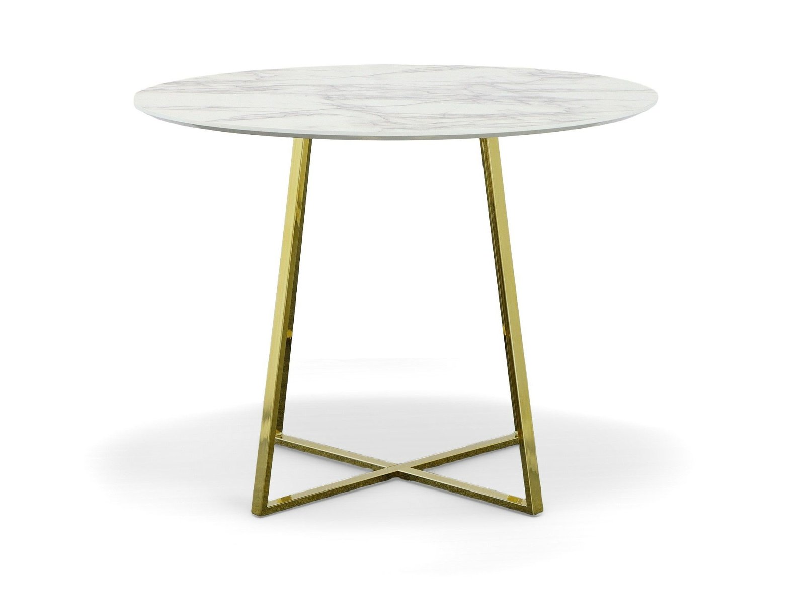 Modrest Swain Modern Faux Marble & Gold Round Dining Table - Image 3