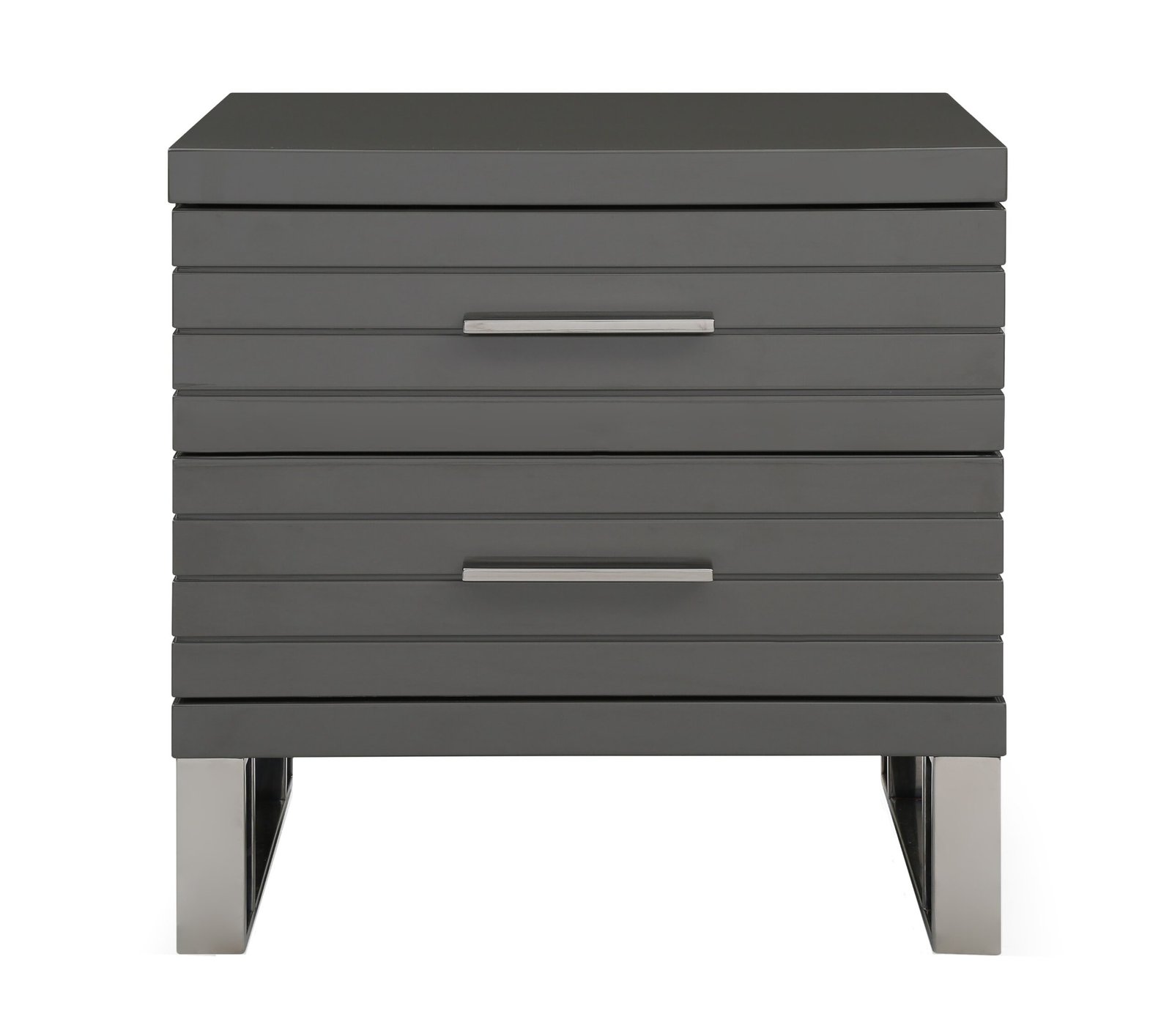 Modrest Splendor - Grey High Gloss Slatted Nightstand - Image 2