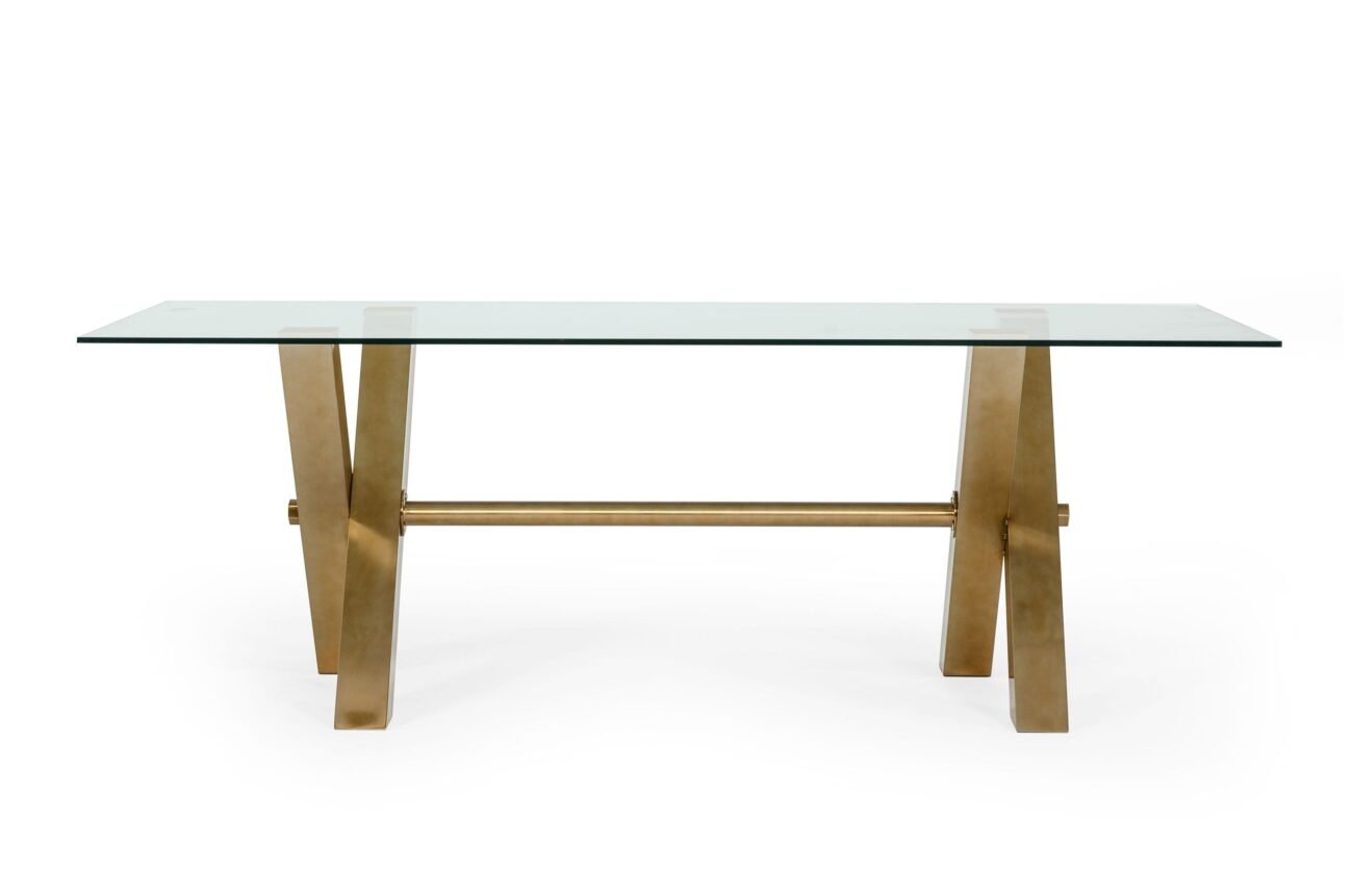 Modrest Dandy - Modern Golden & 15mm Glass Dining Table - Image 2