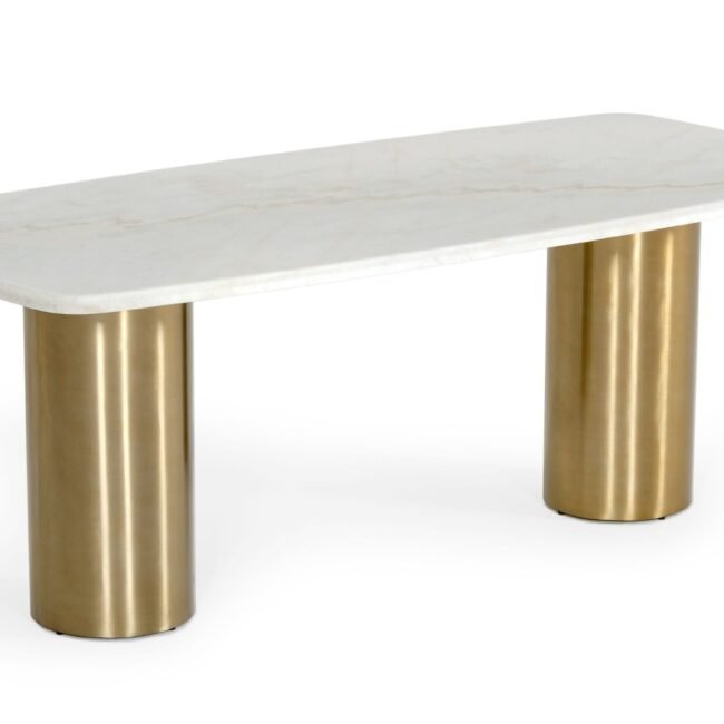 Modrest Rocky - Glam White Marble & Brush Gold Dining Table - Image 2