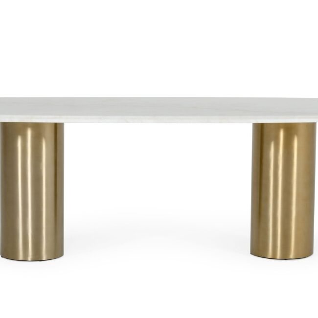 Modrest Rocky - Glam White Marble & Brush Gold Dining Table - Image 3