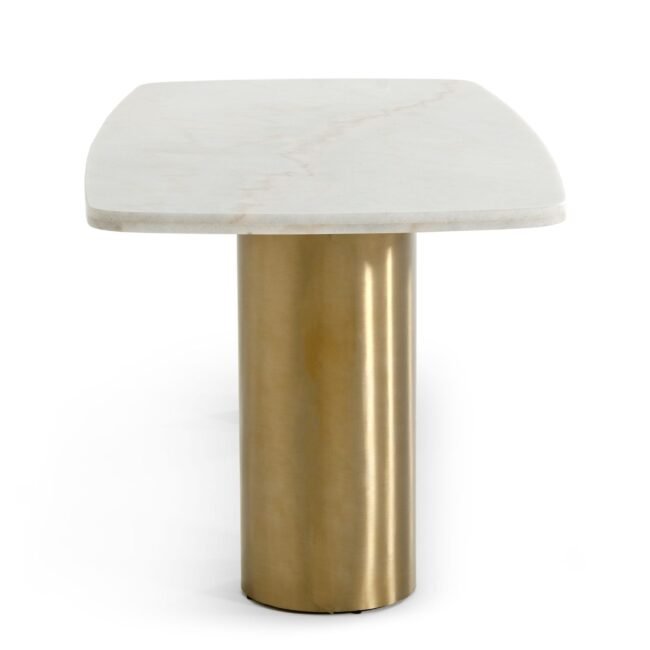 Modrest Rocky - Glam White Marble & Brush Gold Dining Table - Image 4