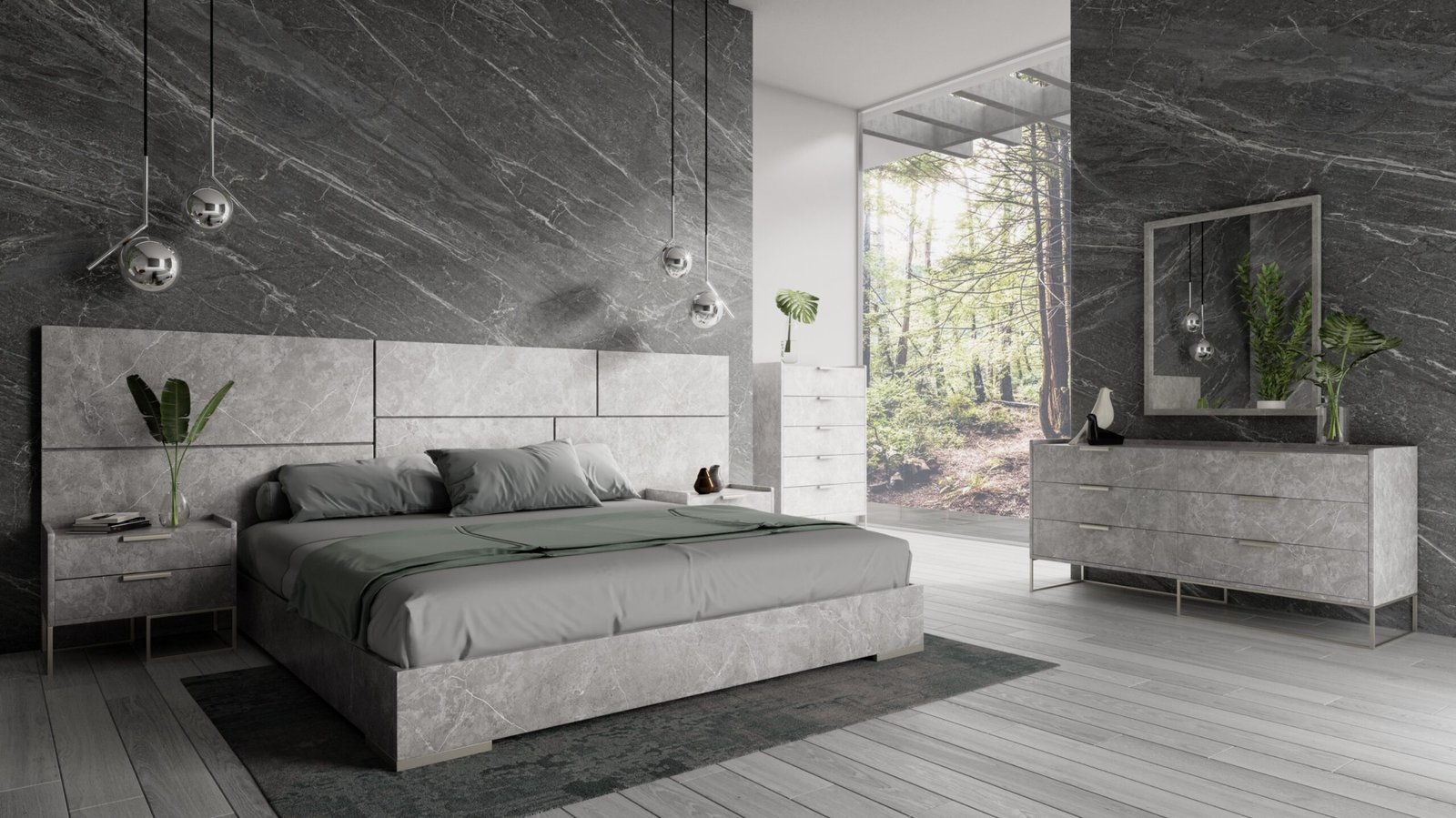 Nova Domus Marbella - Italian Modern Grey Bed Set - Image 2