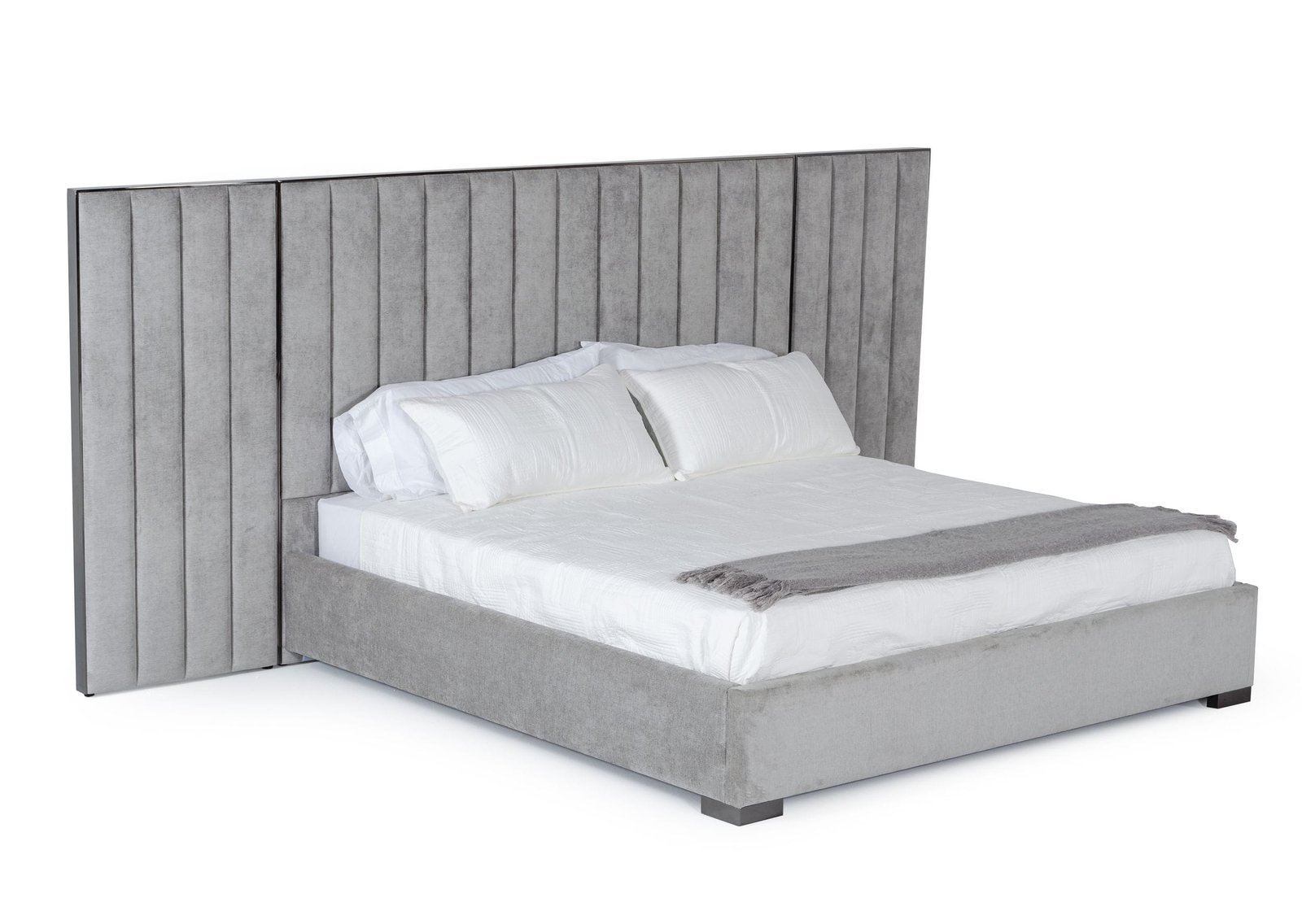 Modrest Buckley - Modern Grey & Black Stainless Steel Bed w/ Nightstands - Image 4