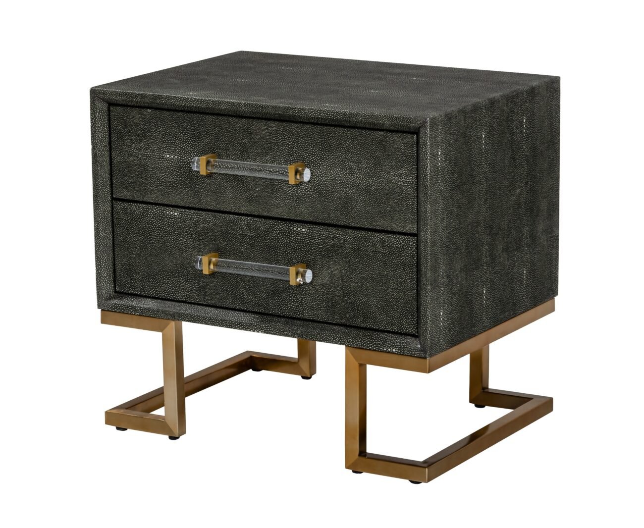 Modrest Howard - Modern Shagreen Grey Leatherette & Gold Nightstand - Image 2