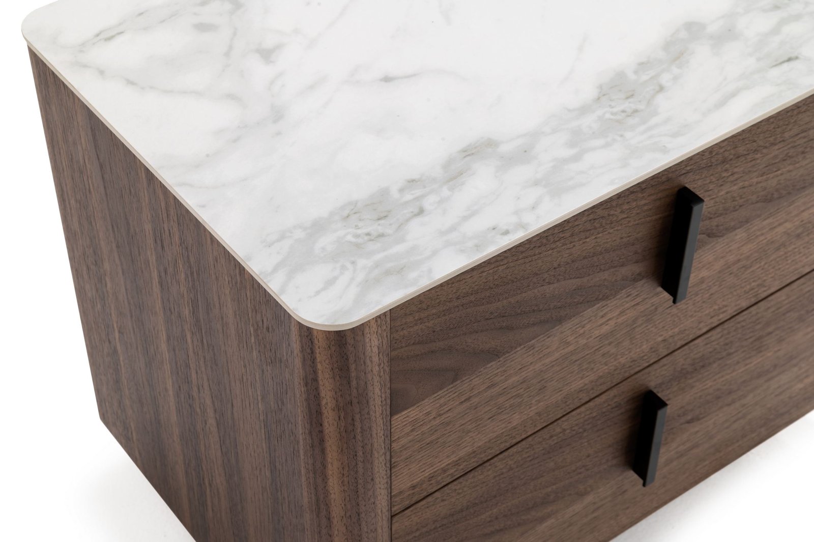 Modrest Chelton - Contemporary White Ceramic & Walnut Nightstand - Image 2