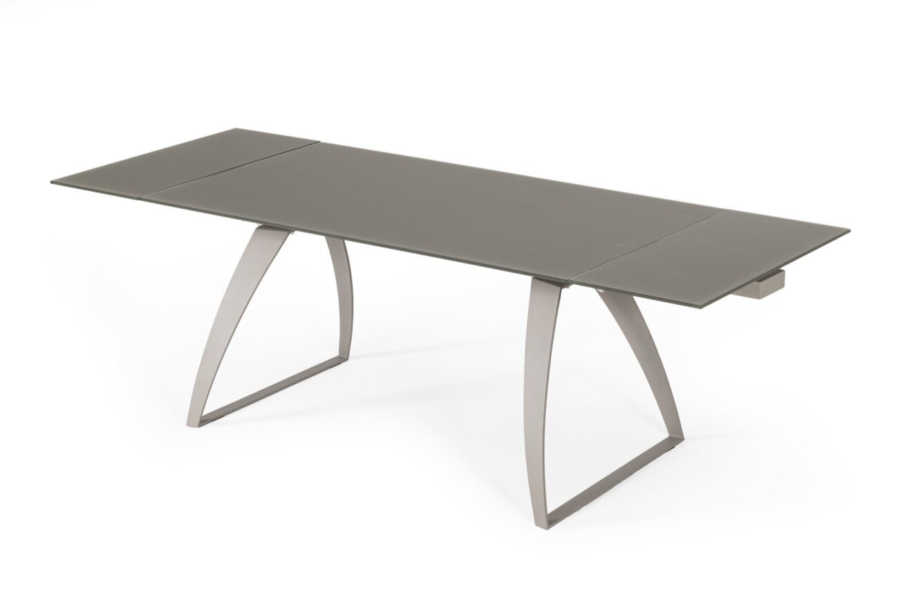 Modrest Pittson - Modern Extendable Grey Glass Dining Table - Image 4