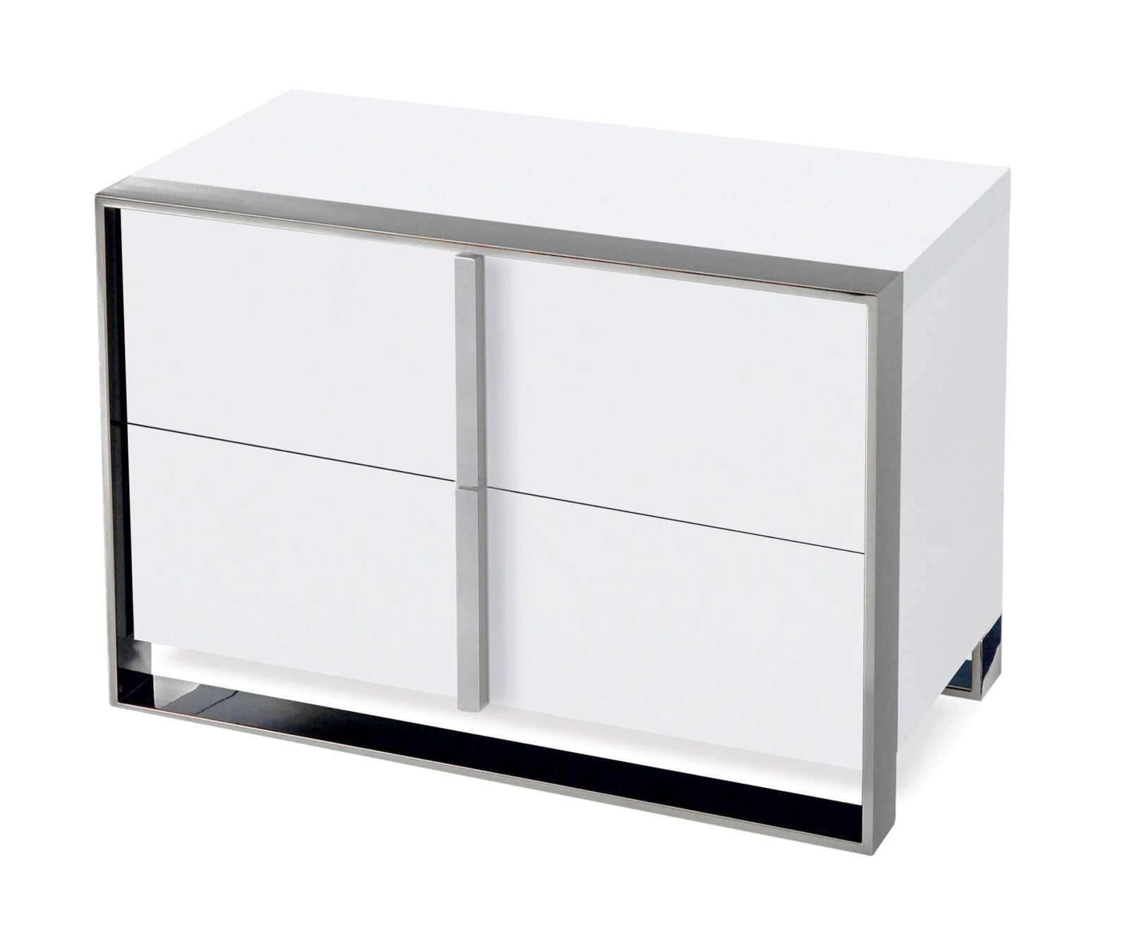 Nova Domus Francois - Modern White & Stainless Steel Nightstand