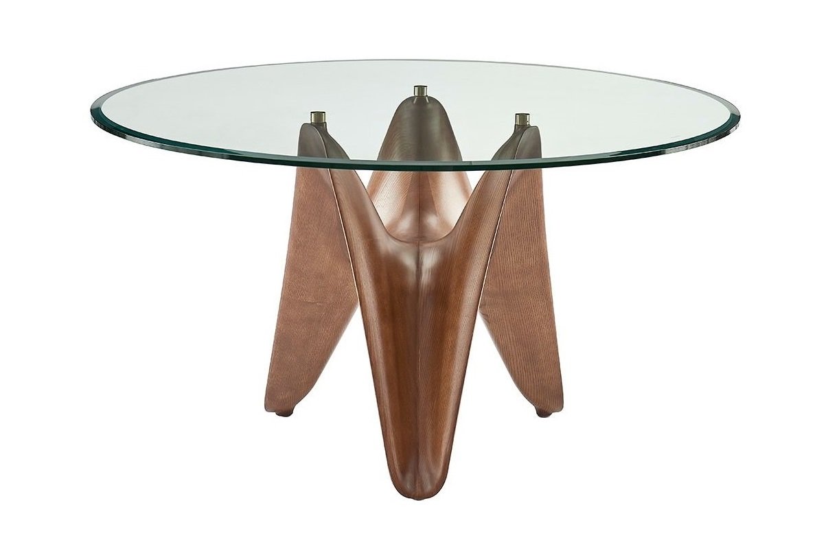 Modrest Seguin - Round Glass + Walnut Dining Table - Image 4