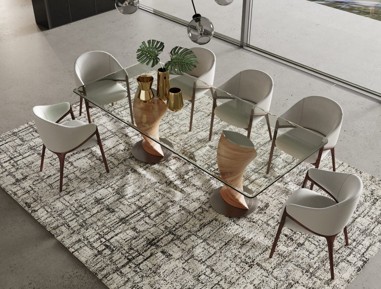Modrest Cleveland - Contemporary Glass and Walnut Dining Table - Image 2