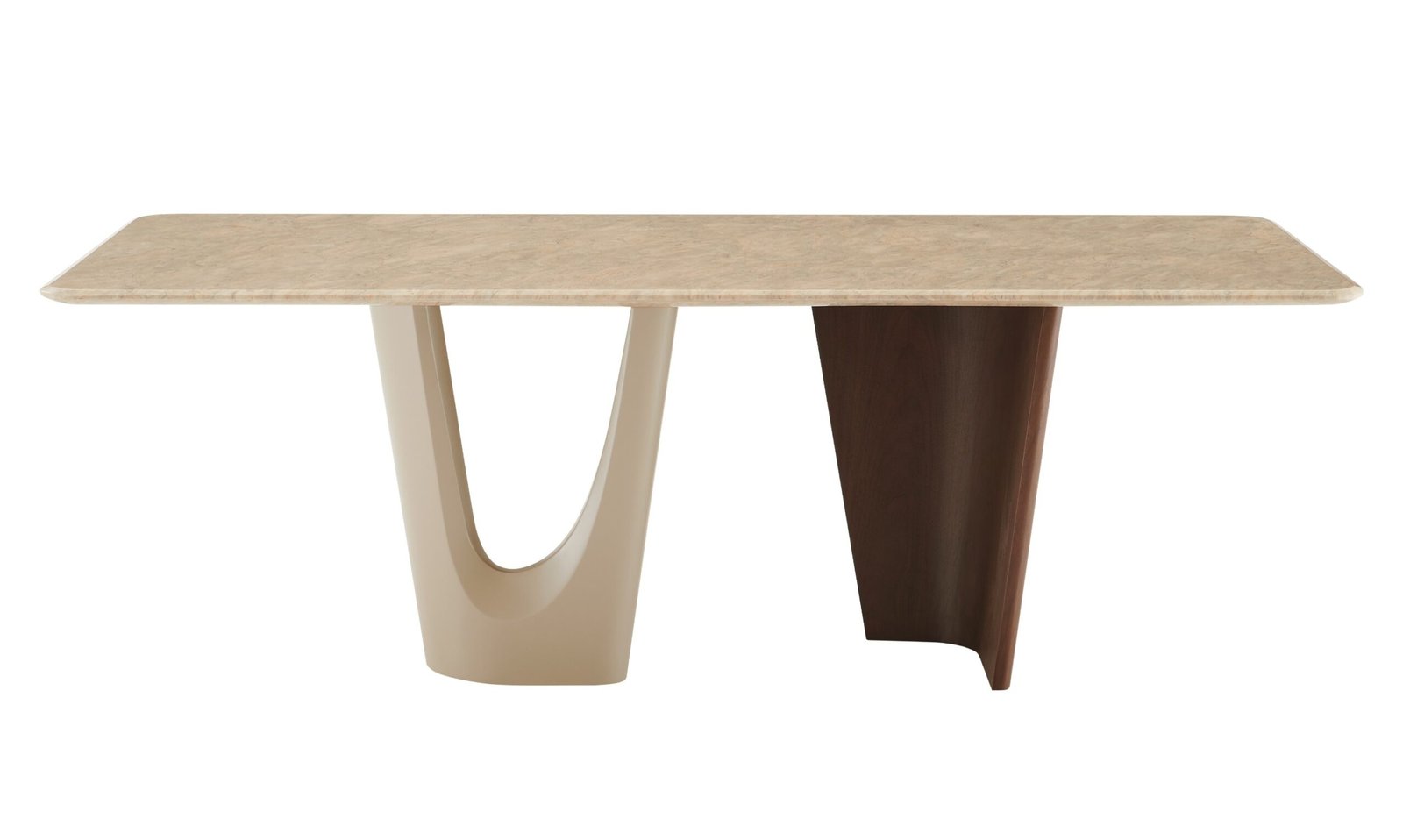 Modrest Brianna - Contemporary Marble and Cream/Walnut Dining Table - Image 2