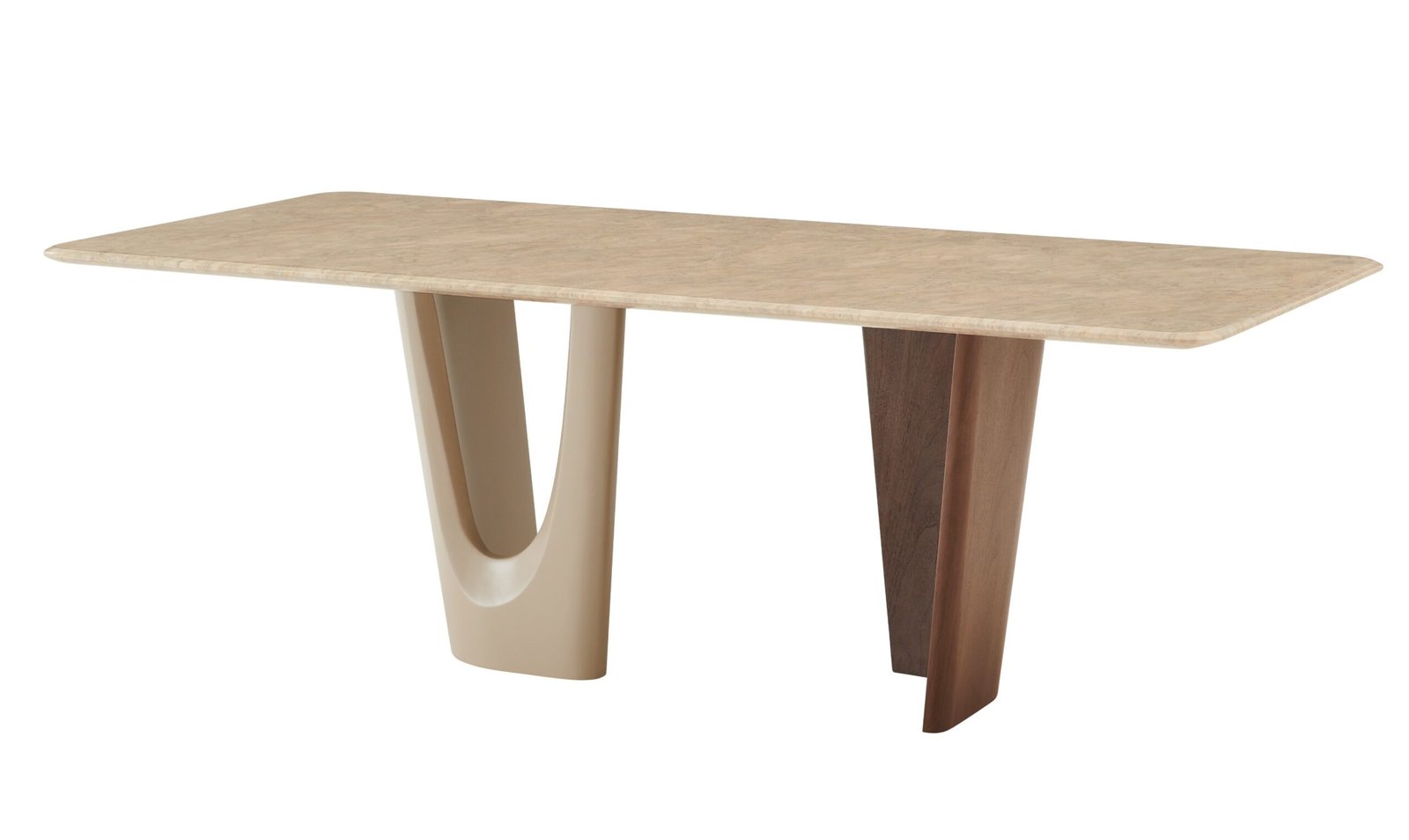 Modrest Brianna - Contemporary Marble and Cream/Walnut Dining Table - Image 3
