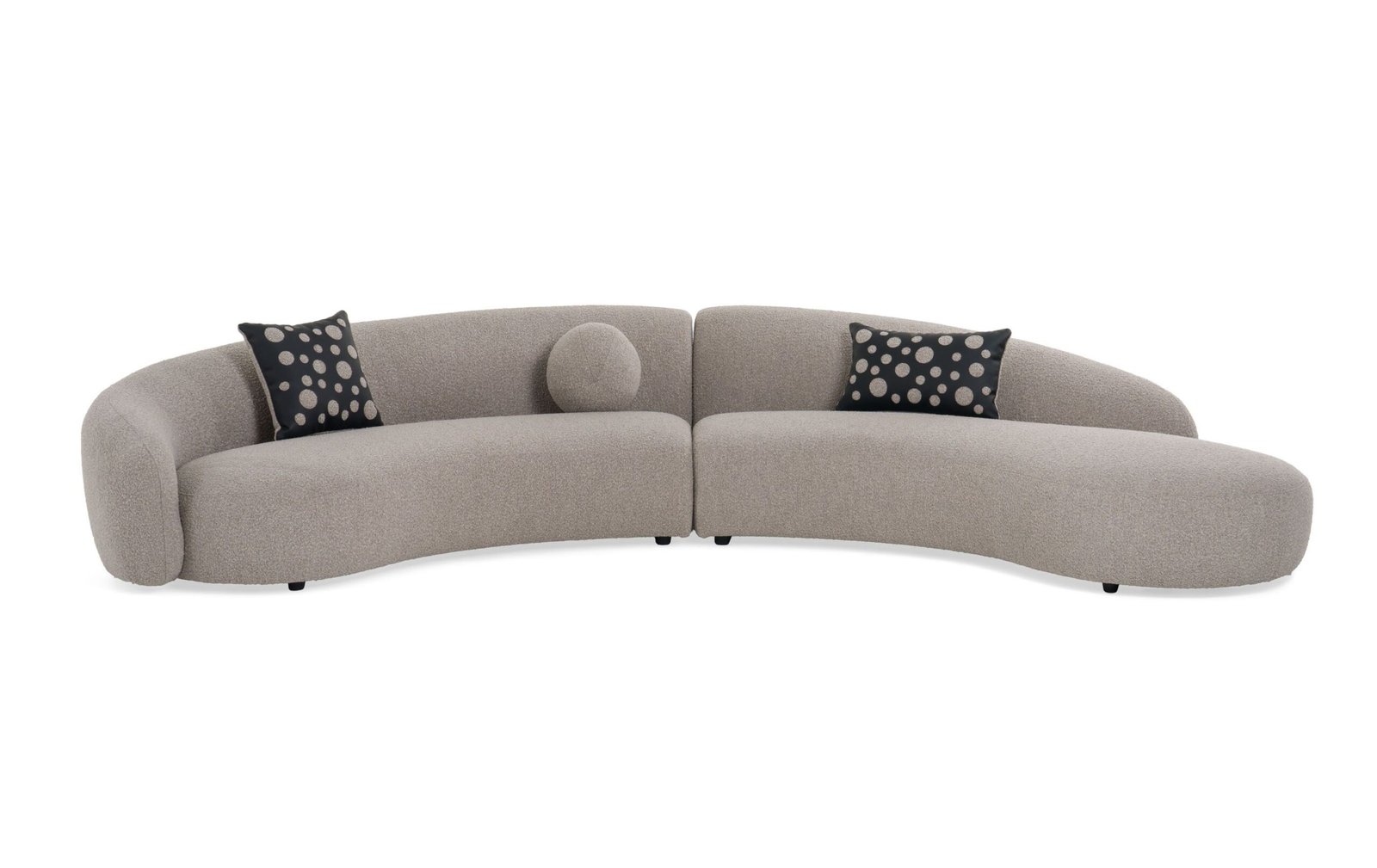 Divani Casa Allis - Glam Grey and Black Fabric Curved Sectional Sofa - Image 2