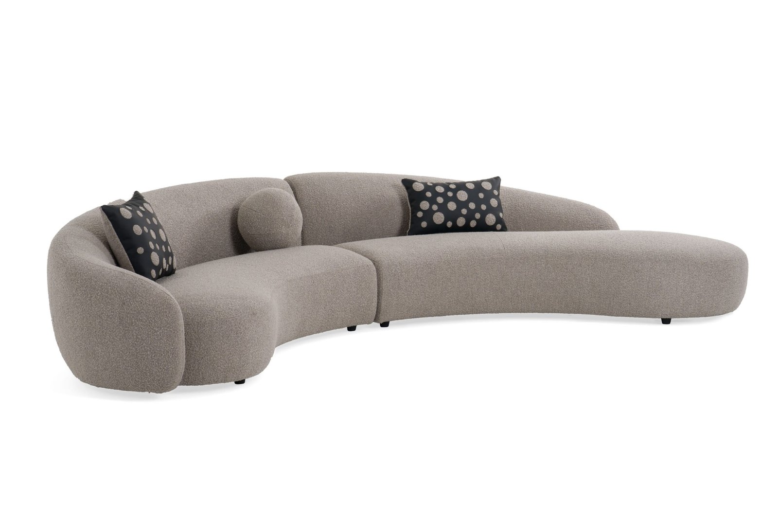 Divani Casa Allis - Glam Grey and Black Fabric Curved Sectional Sofa - Image 3