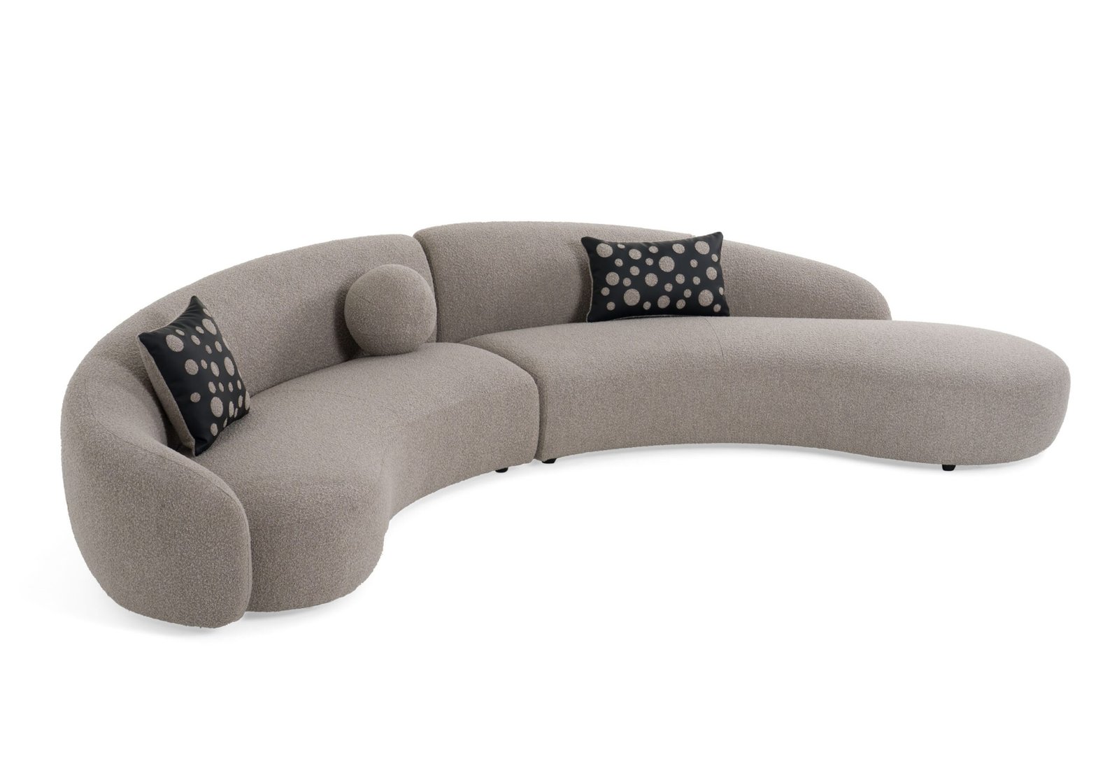 Divani Casa Allis - Glam Grey and Black Fabric Curved Sectional Sofa - Image 4