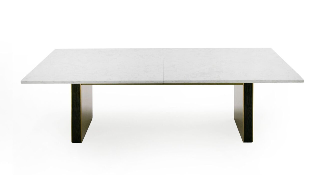 Modrest Auer - White Marble & Gold Dining Table - Image 4