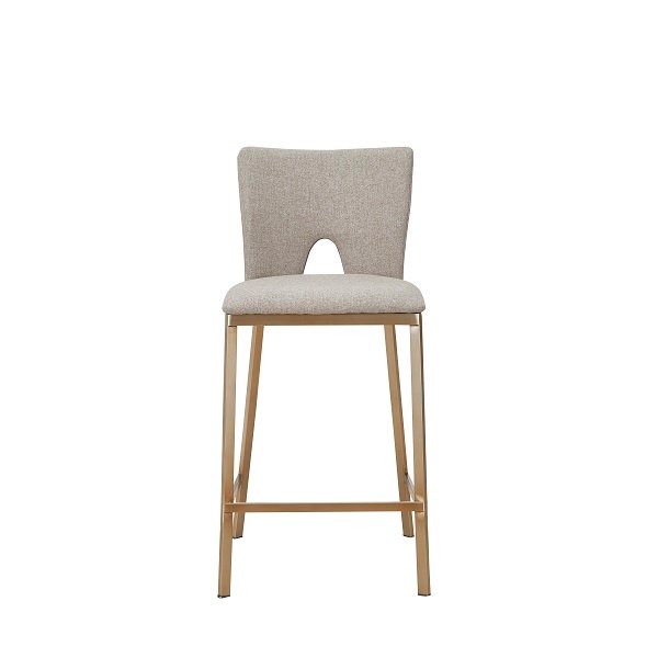 Modrest Burton - Contemporary Beige + Brass Counter Stool Set of Two - Image 3