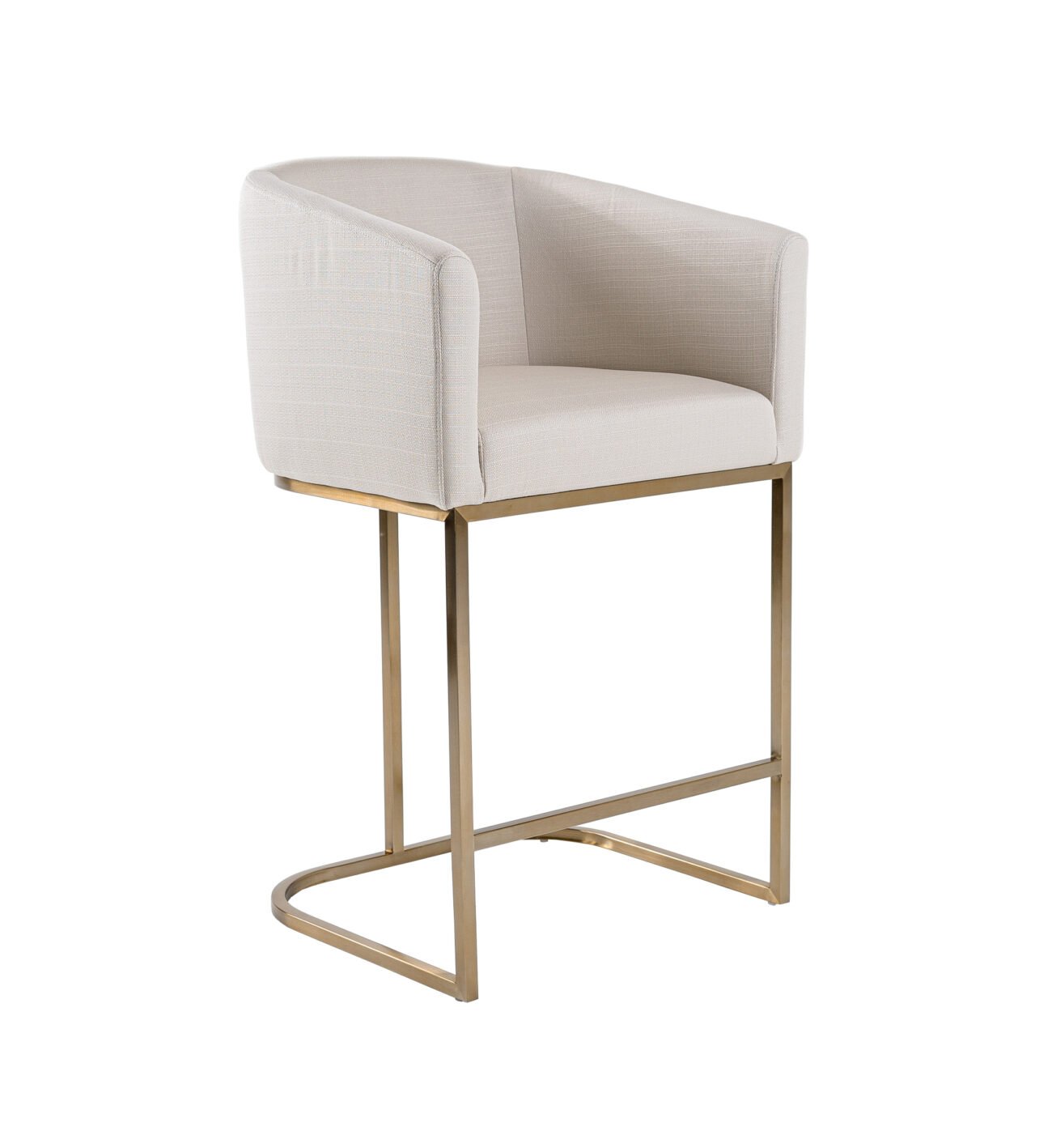 Modrest Yukon - Modern Off White Fabric & Brushed Brass Counter Chair - Image 4