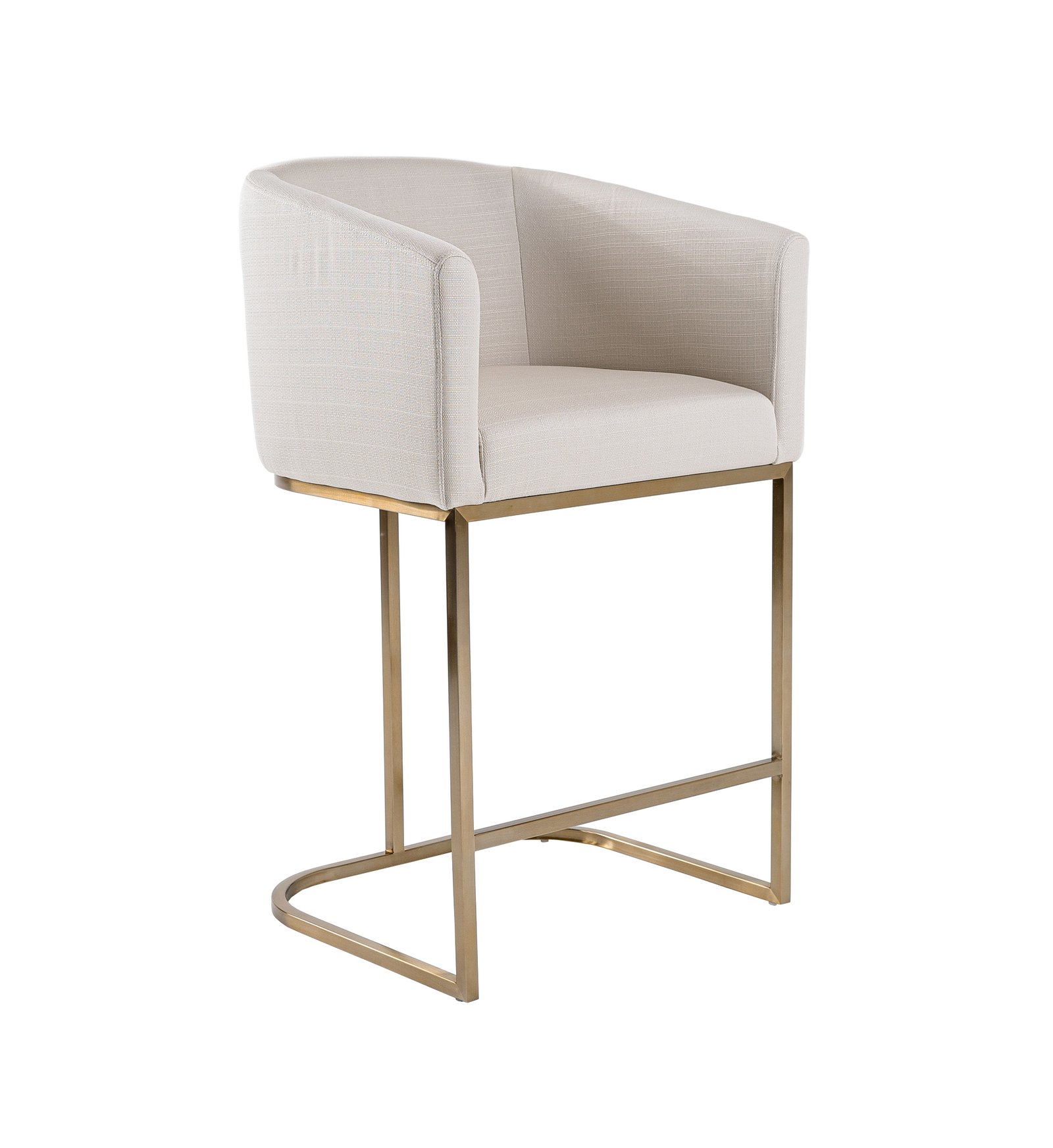 Modrest Yukon - Modern Off White Fabric & Brushed Brass Counter Chair - Image 4