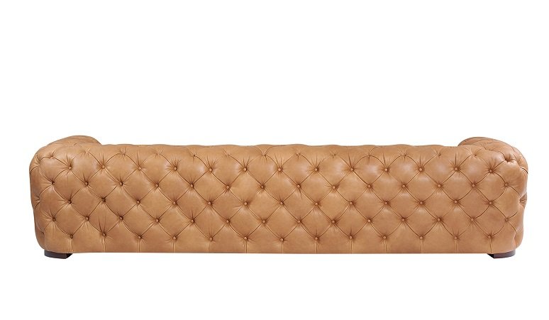 Divani Casa Dexter - Transitional Camel Full Italian Leather Tufted Sofa - Image 3