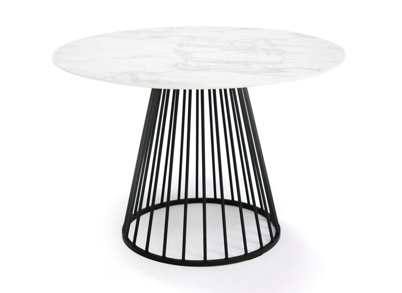 Modrest Holly - Modern Round White and Black Dining Table - Image 4