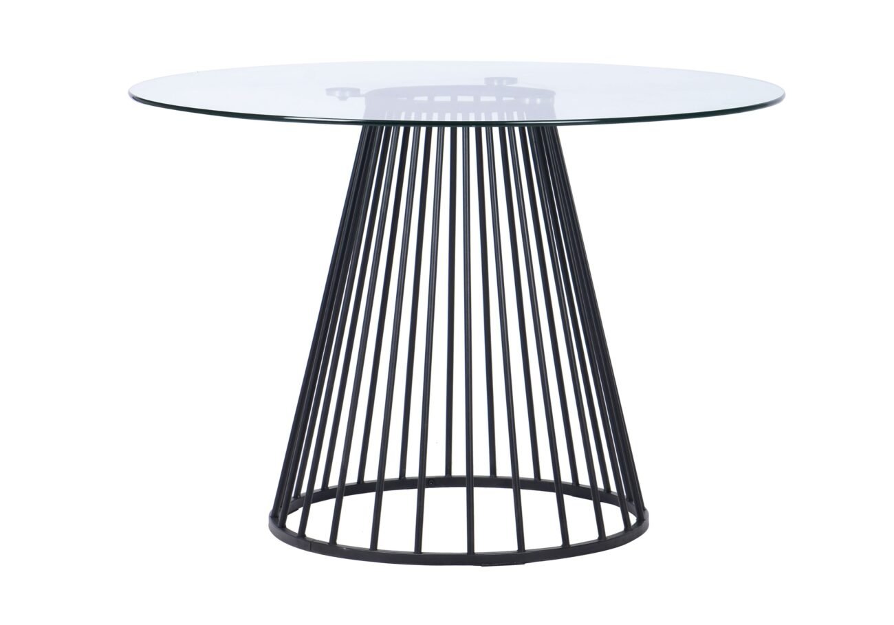 Modrest Holly - Modern Round Clear Glass and Black Dining Table - Image 3