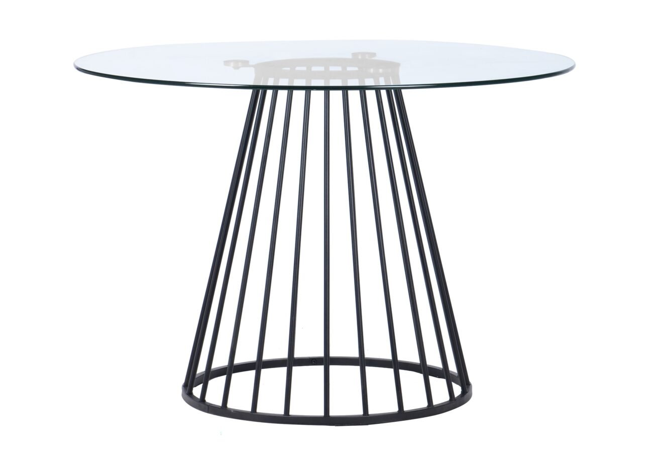 Modrest Holly - Modern Round Clear Glass and Black Dining Table - Image 4