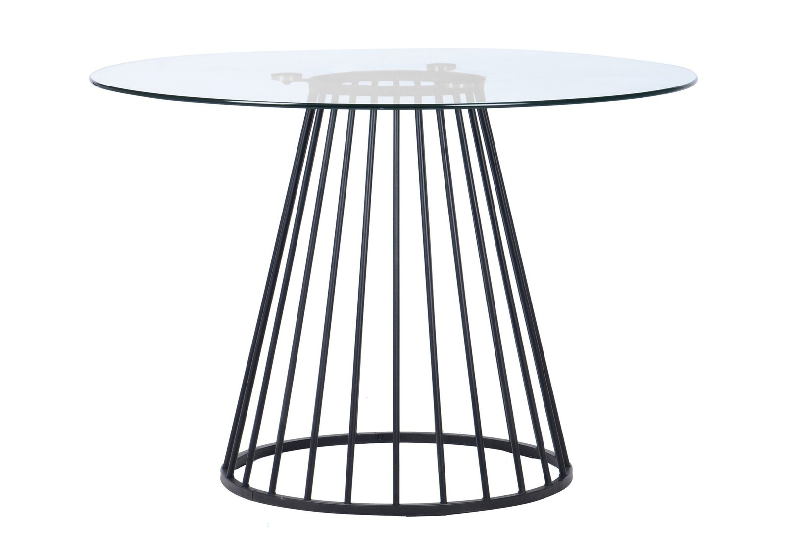 Modrest Holly - Modern Round Clear Glass and Black Dining Table - Image 4