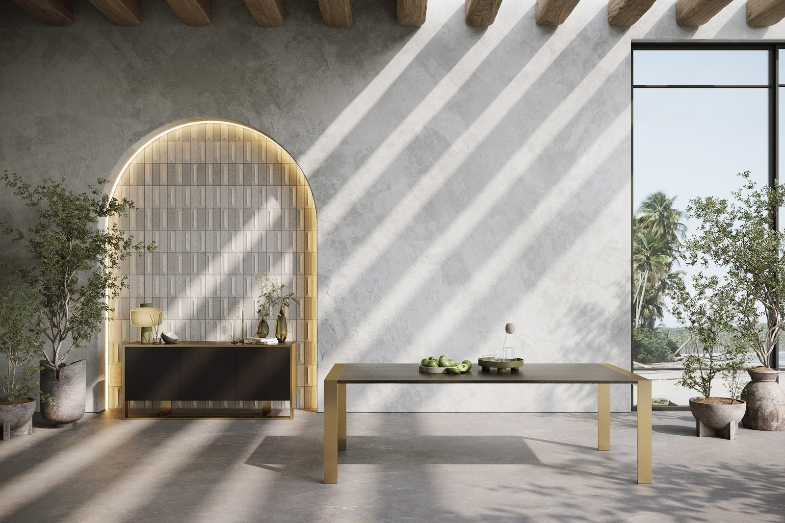 Modrest Fauna - Modern Wenge and Brass Dining Table