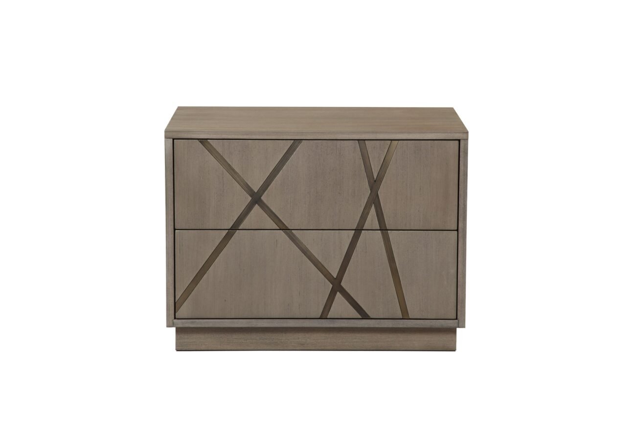 Modrest Nixa - Modern Beige Velvet + Brushed Bronze + Birch 4-Piece Bedroom Set - Image 3